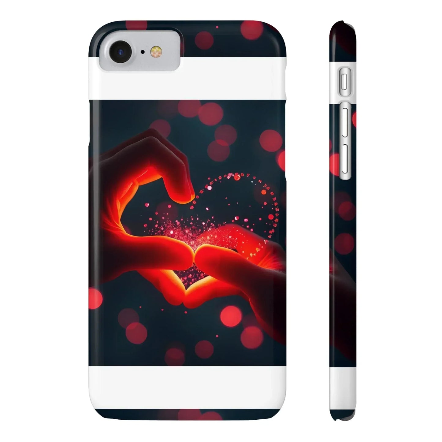 "Heart Hands Glow" Phone Case for iPhone 7 to 16 Series Models - KarArmDesign