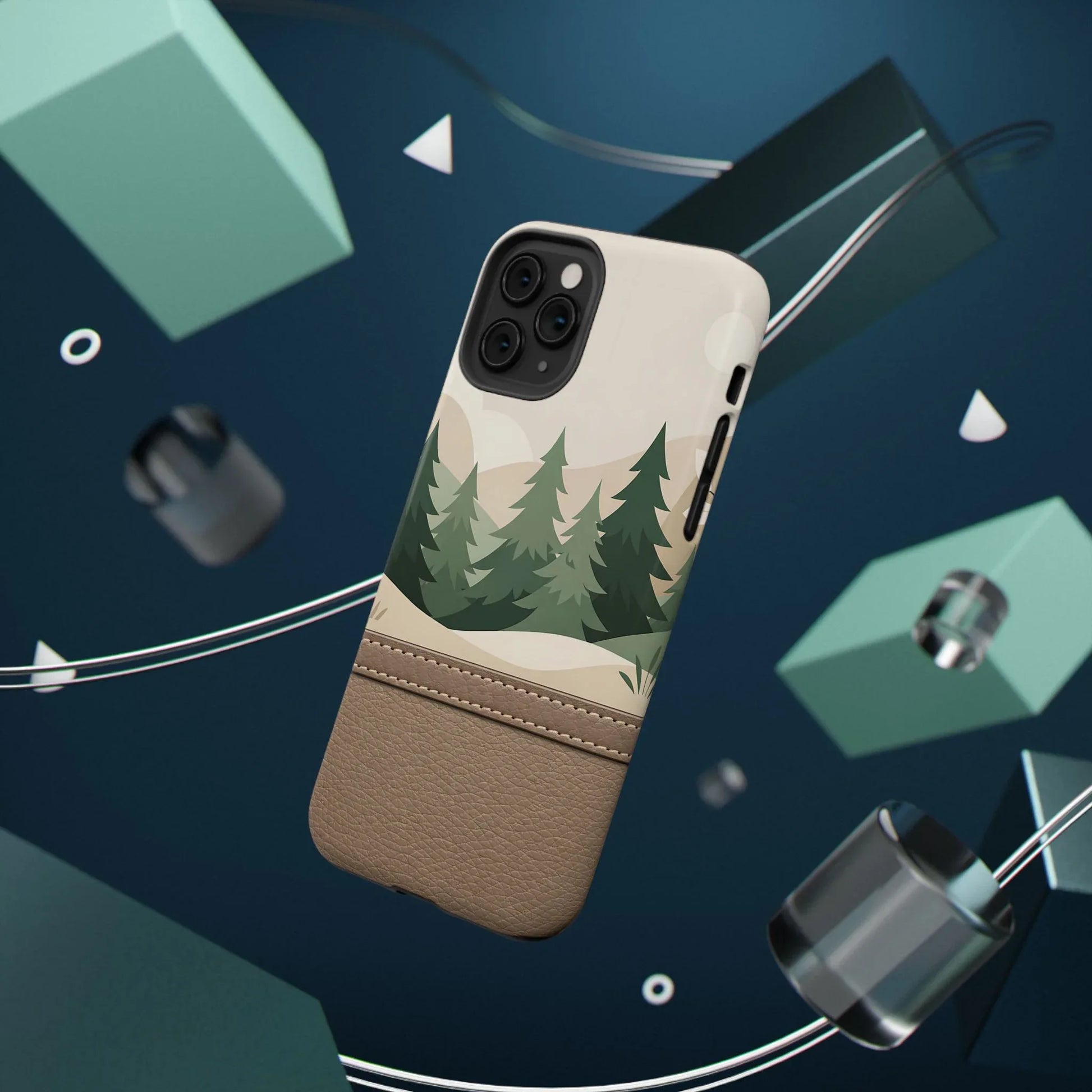 Forest Leather Phone Case for iPhone 11-17 and Galaxy S21-S25 - KARARMDESIGN