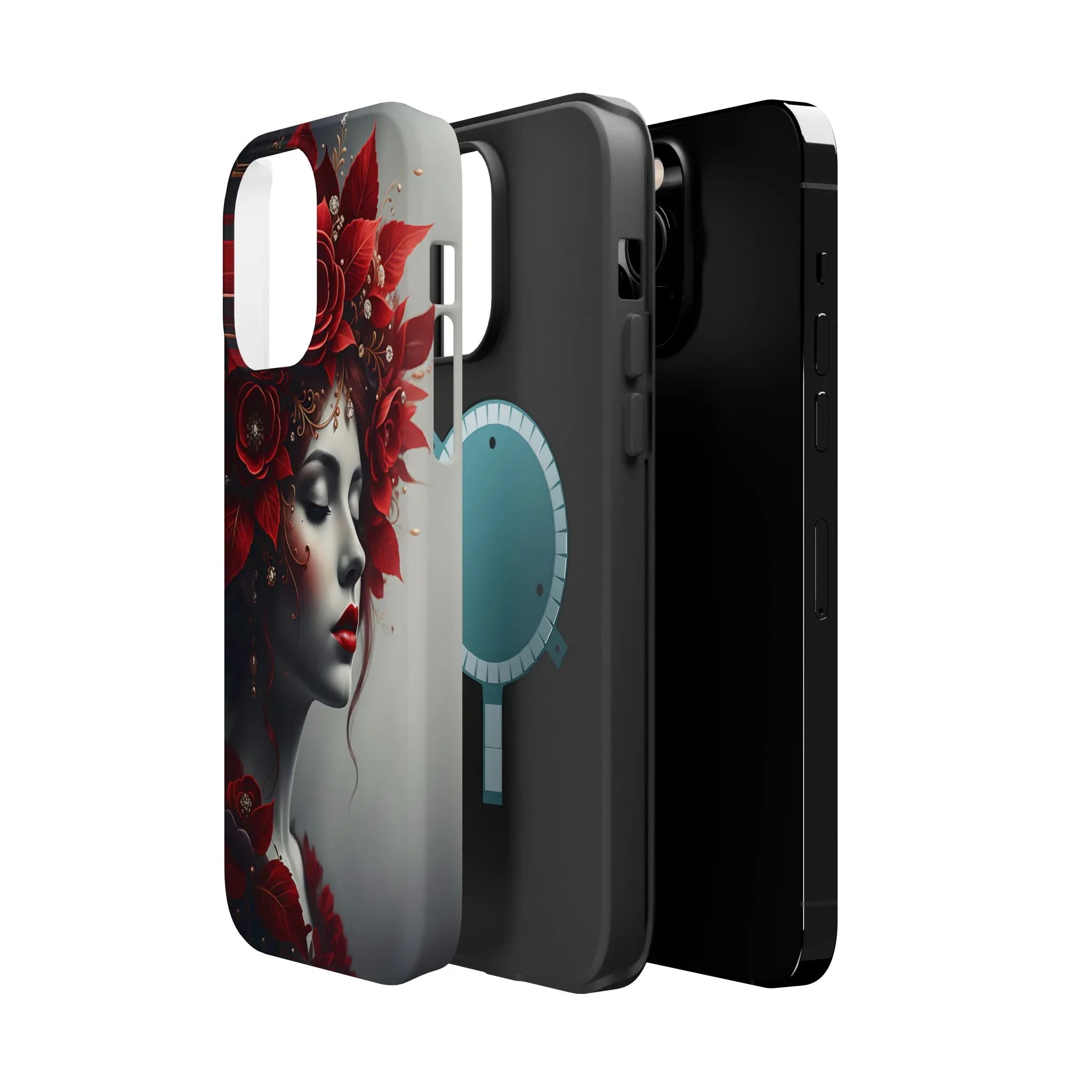 Scarlet Bloom Portrait Phone Case for iPhone 13-17 - KARARMDESIGN