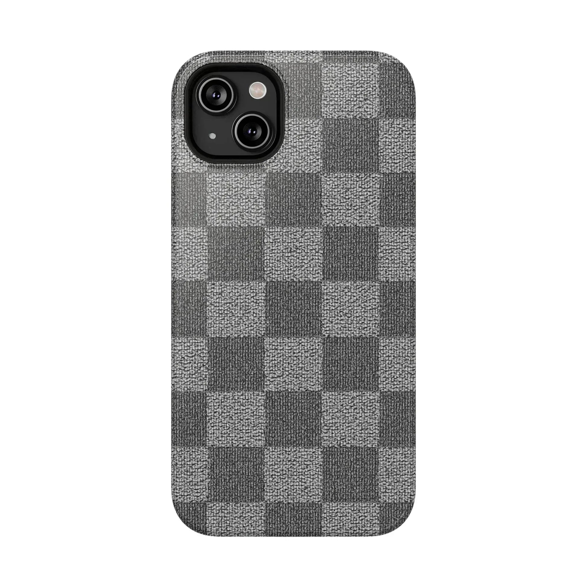 Gray Checkered Phone Case for iPhone 12-16 and Galaxy S21-S22 - KARARMDESIGN