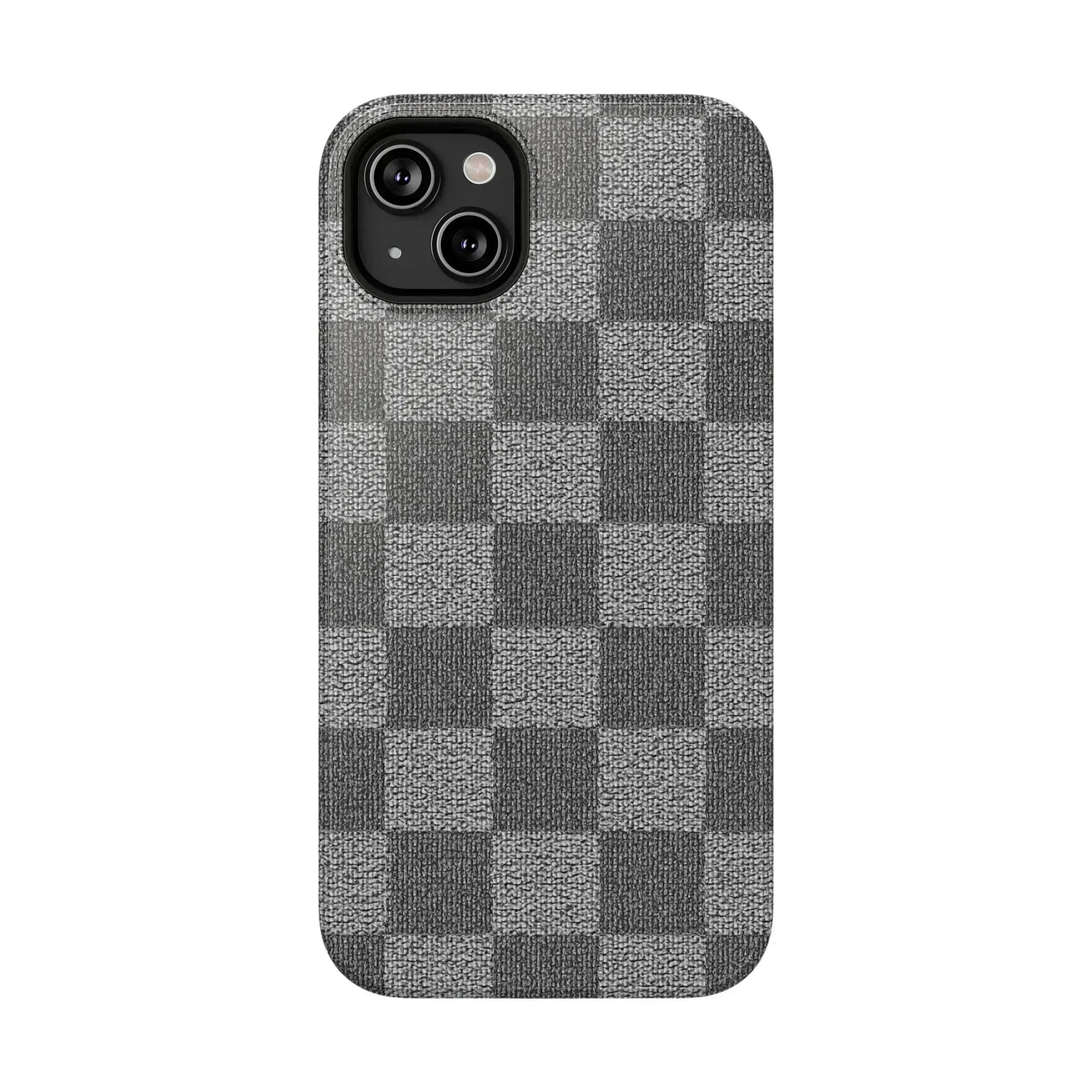 Gray Checkered Phone Case for iPhone 12-16 and Galaxy S21-S22 - KARARMDESIGN