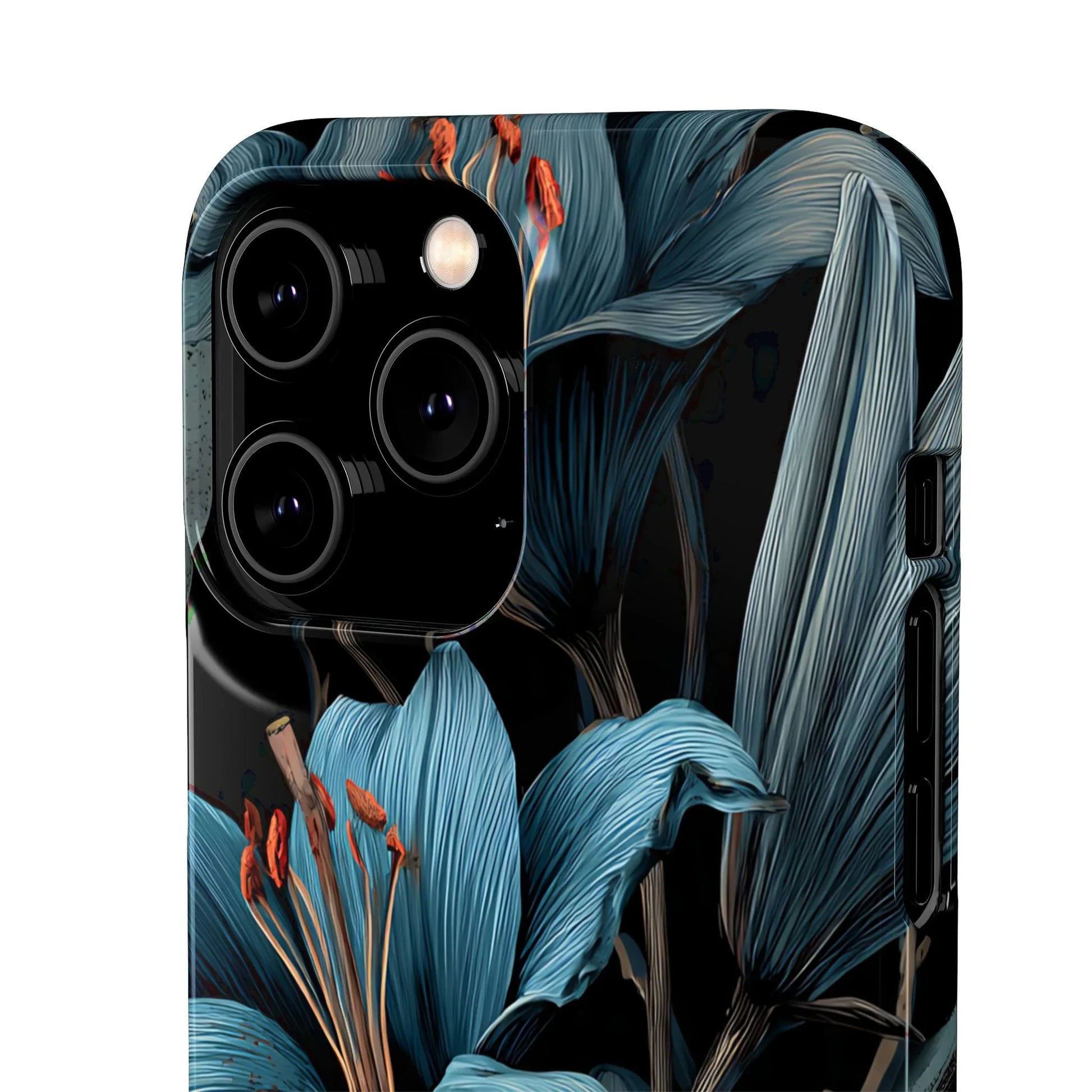 Blue Lily Floral Phone Case for iPhone 11-17 and Galaxy S20-S25 - KARARMDESIGN