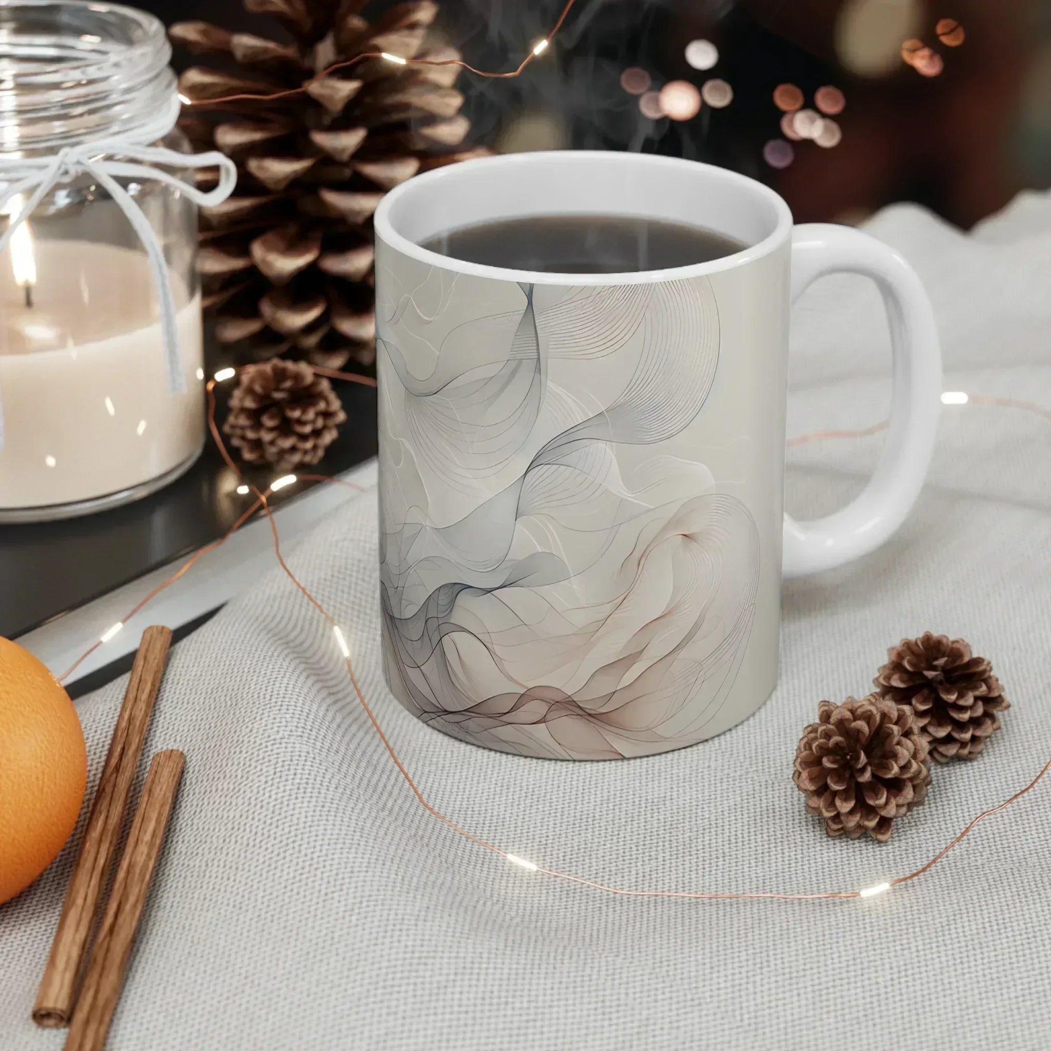 Ethereal Smoke Swirl Ceramic Mug – 11oz - KARARMDESIGN