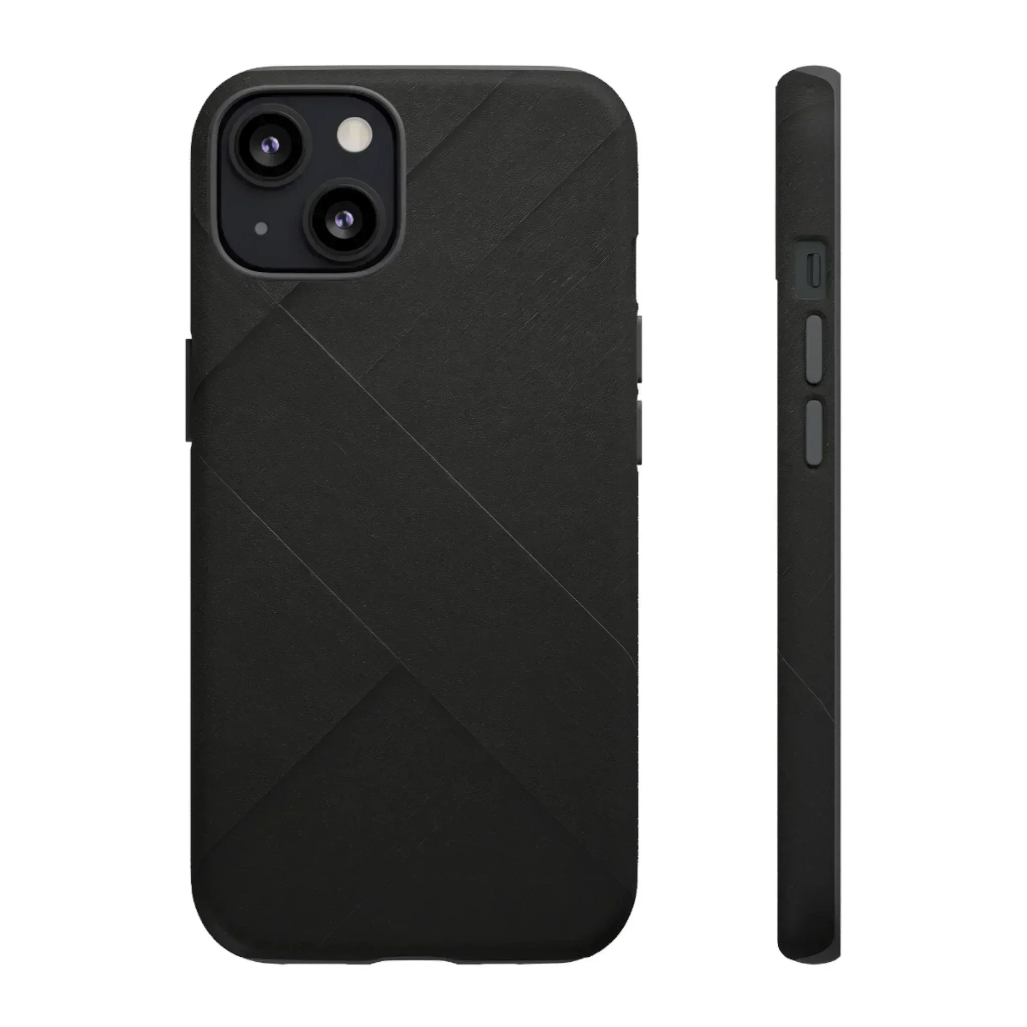 Matte Black Diagonal Line Phone Case for iPhone 8-16 and Galaxy S10-S25 - KARARMDESIGN