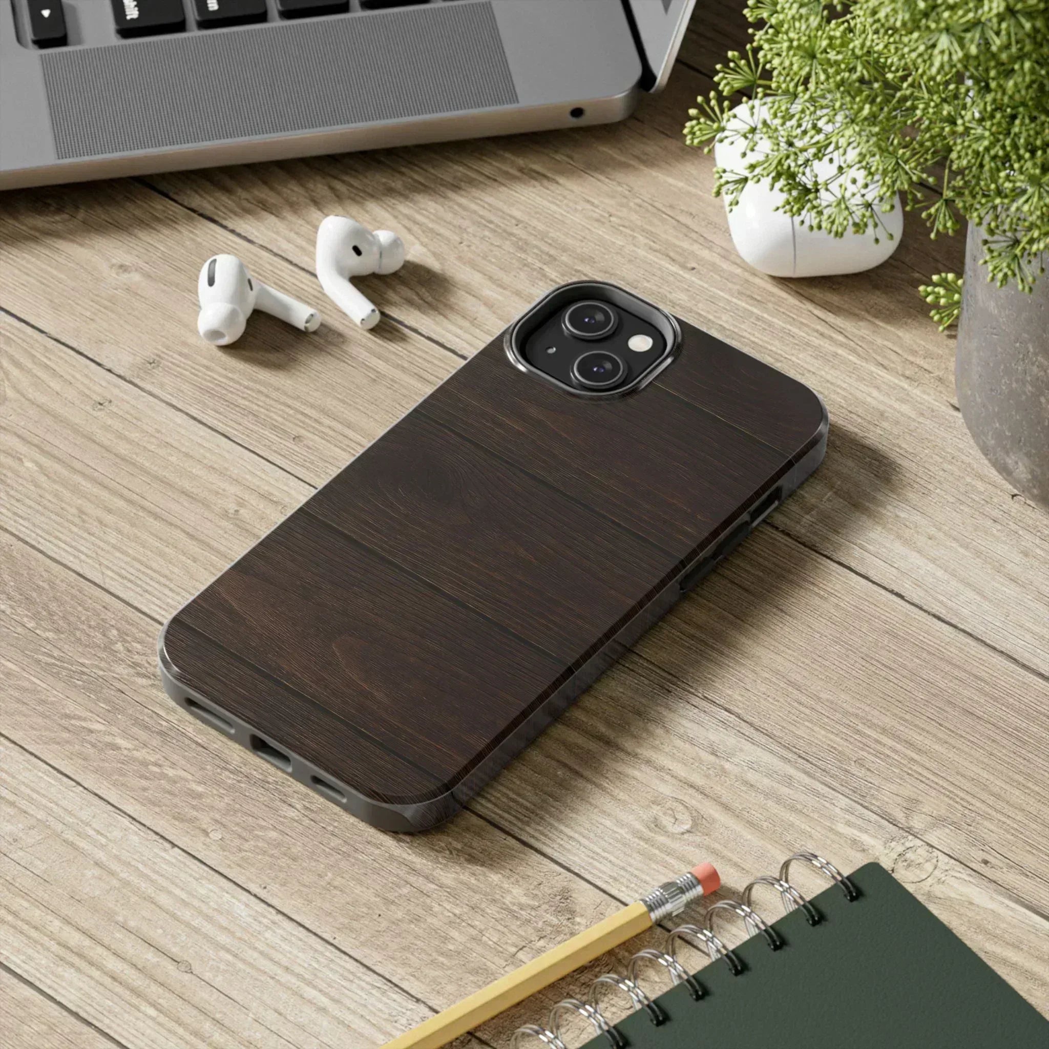 Dark Wood Grain Phone Case for iPhone and Galaxy - KARARMDESIGN
