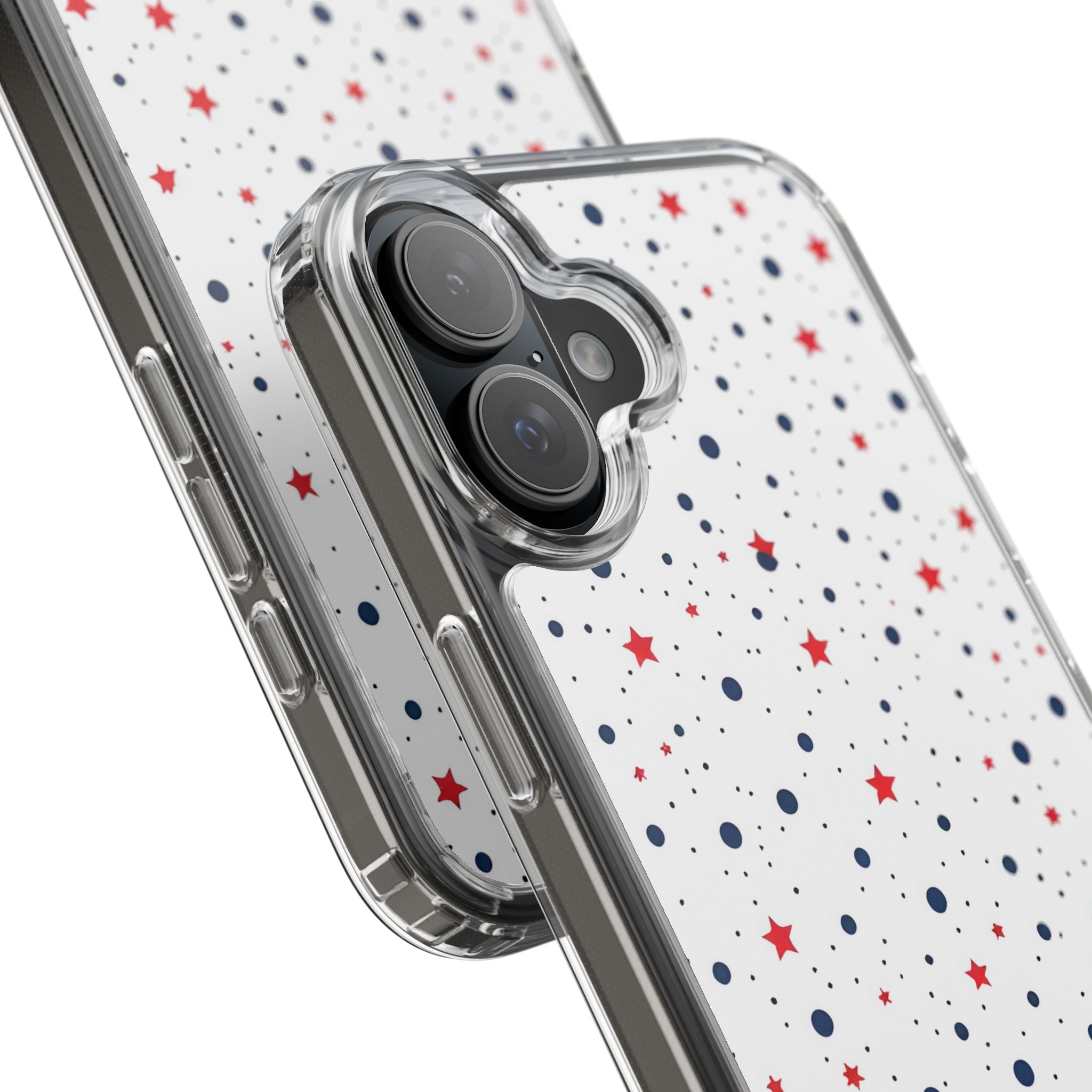 White Polka Dot & Stars Clear Case for iPhone & Samsung