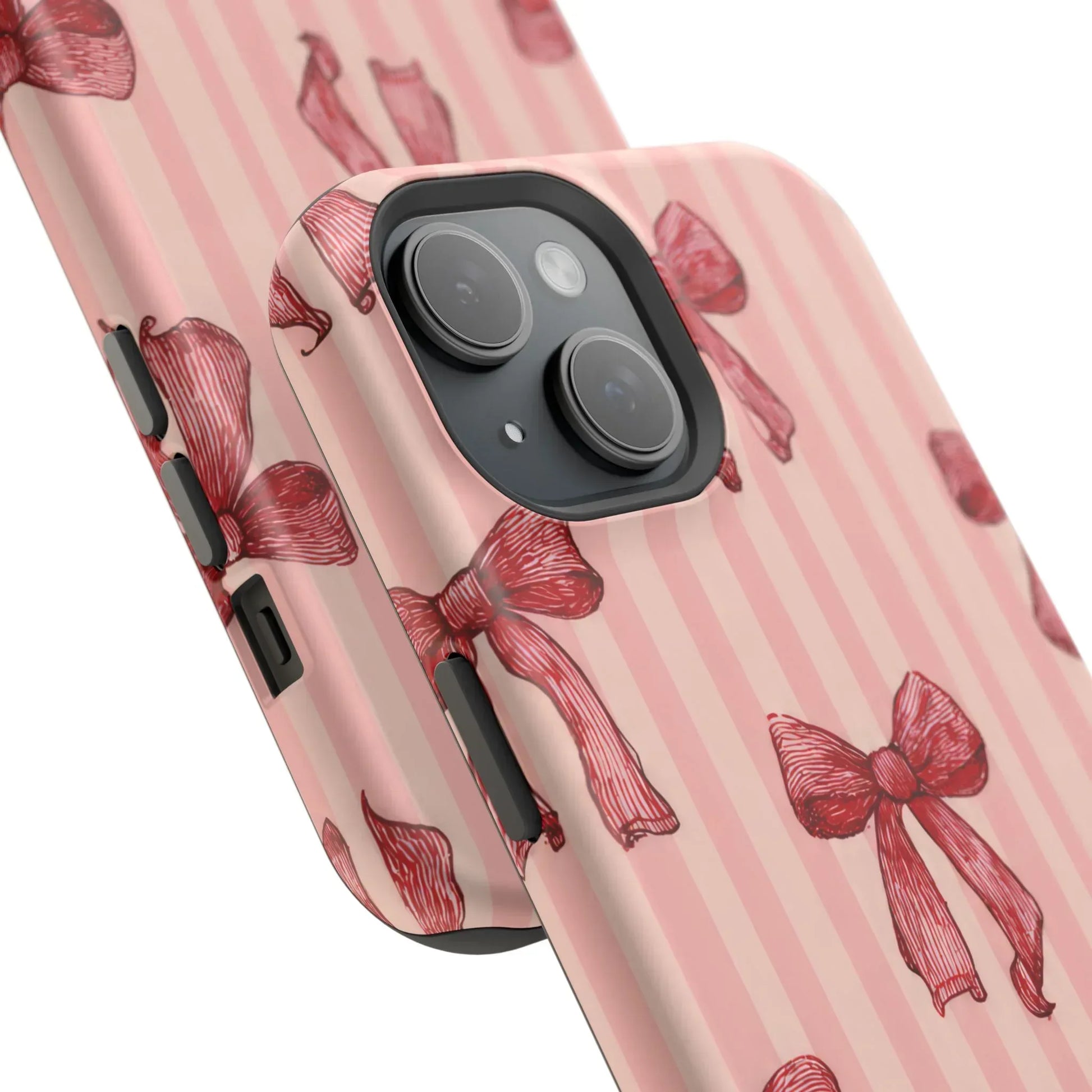 Red Bow Stripe Phone Case for iPhone 11-17 & Galaxy S21-S22 - KARARMDESIGN