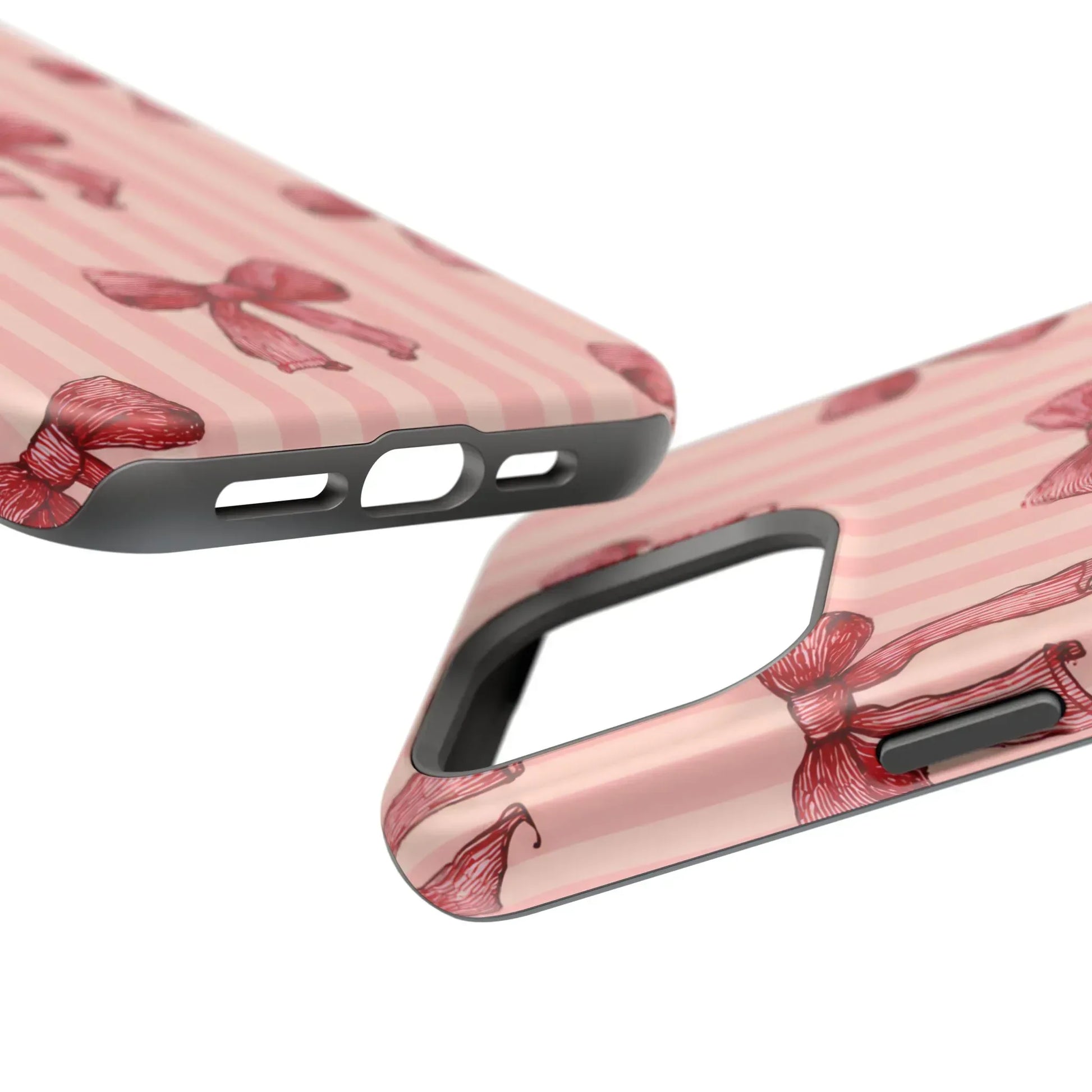Red Bow Stripe Phone Case for iPhone 11-17 & Galaxy S21-S22 - KARARMDESIGN