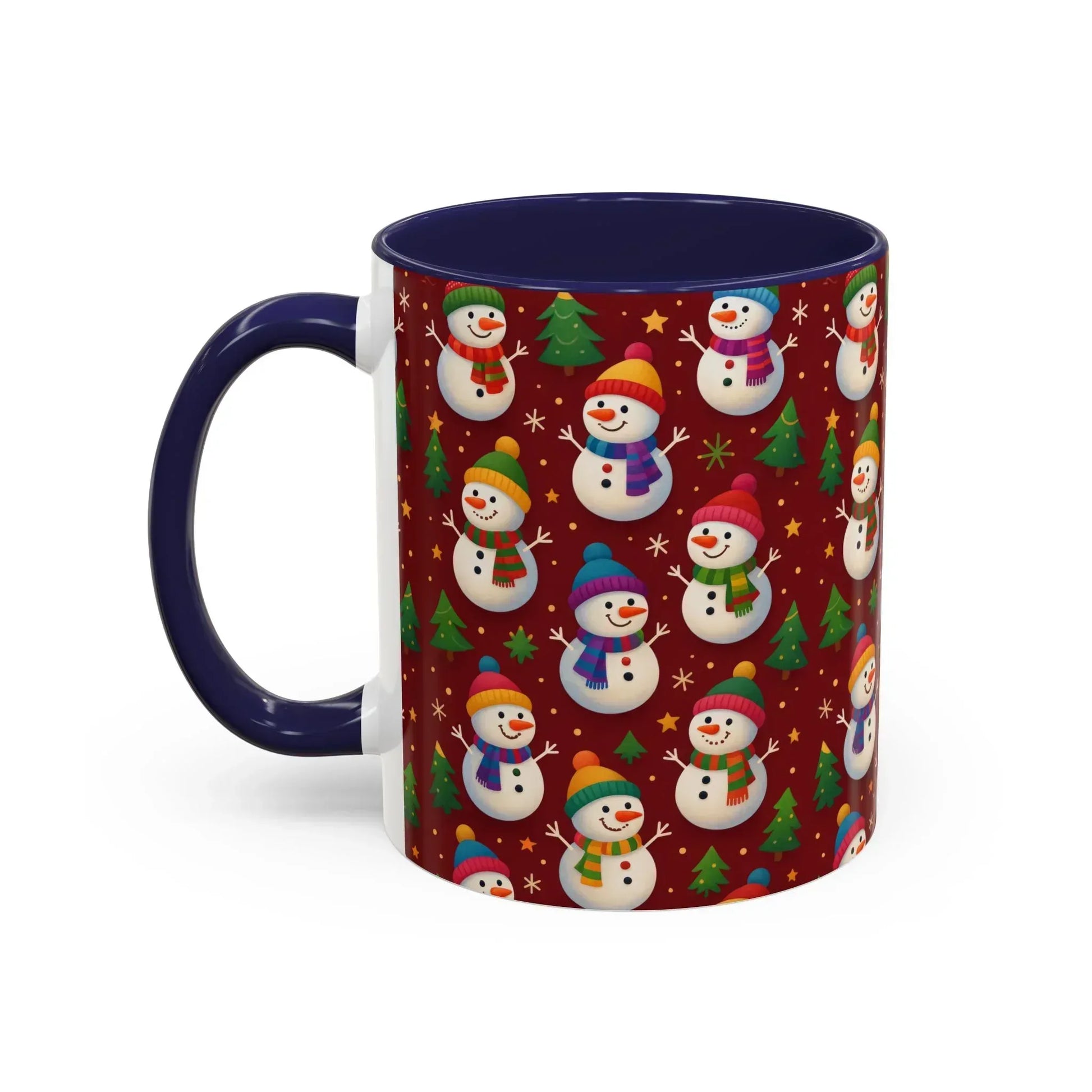 Festive Snowman Parade Accent Coffee Mug (11oz) - KARARMDESIGN