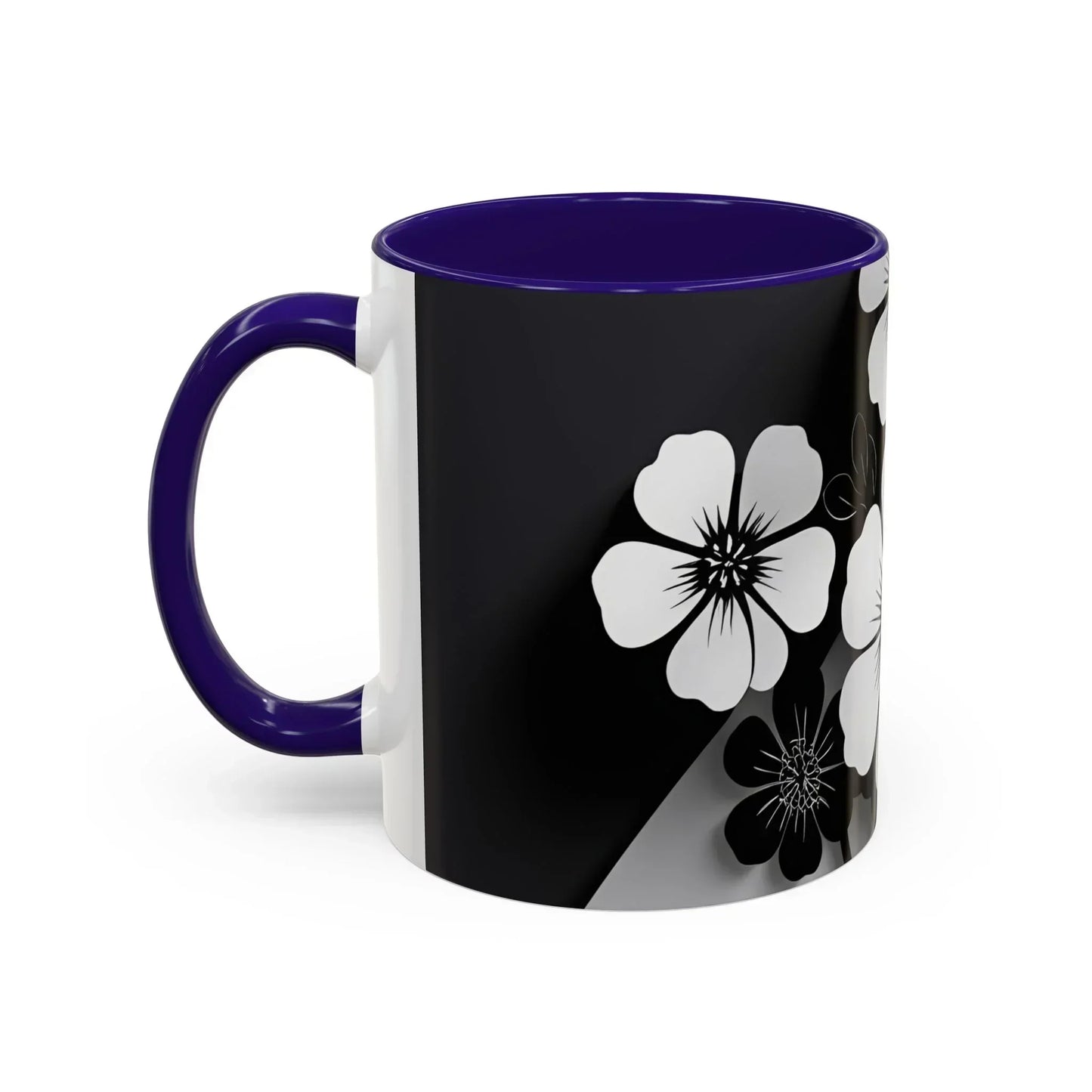 Floral Black & White Monochrome Ceramic Mug – 11oz & 15oz - KarArmDesign