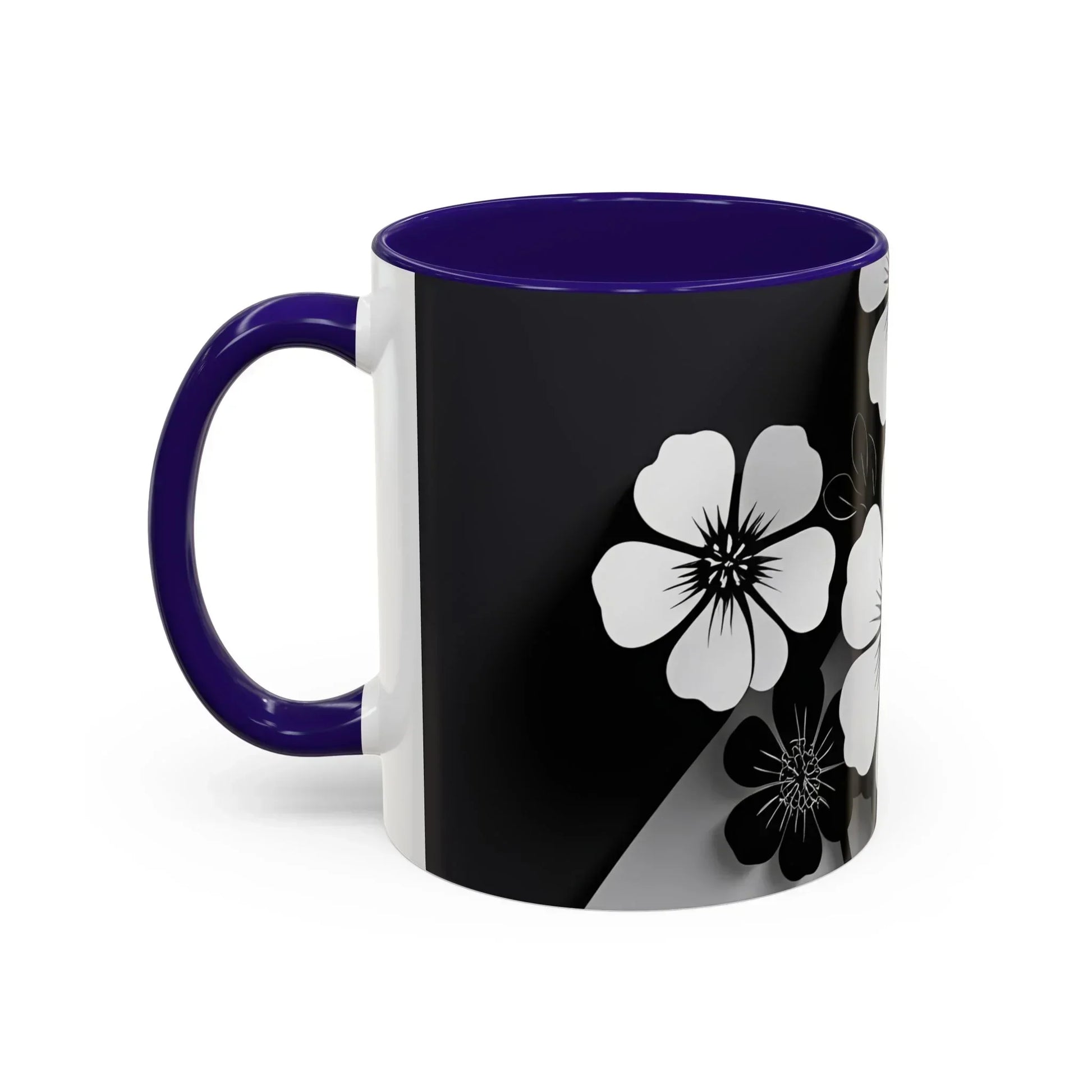Floral Black & White Monochrome Ceramic Mug – 11oz & 15oz - KarArmDesign