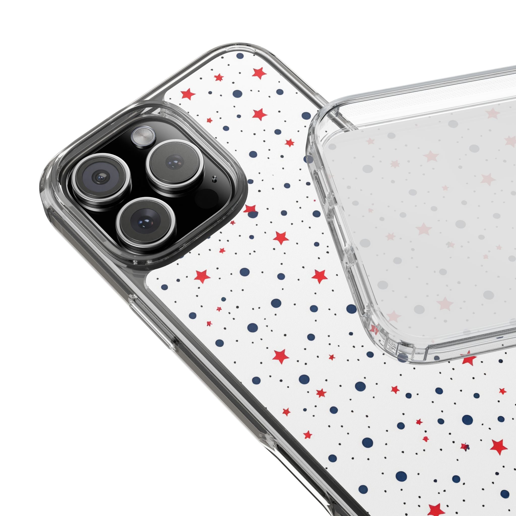 White Polka Dot & Stars Clear Case for iPhone & Samsung