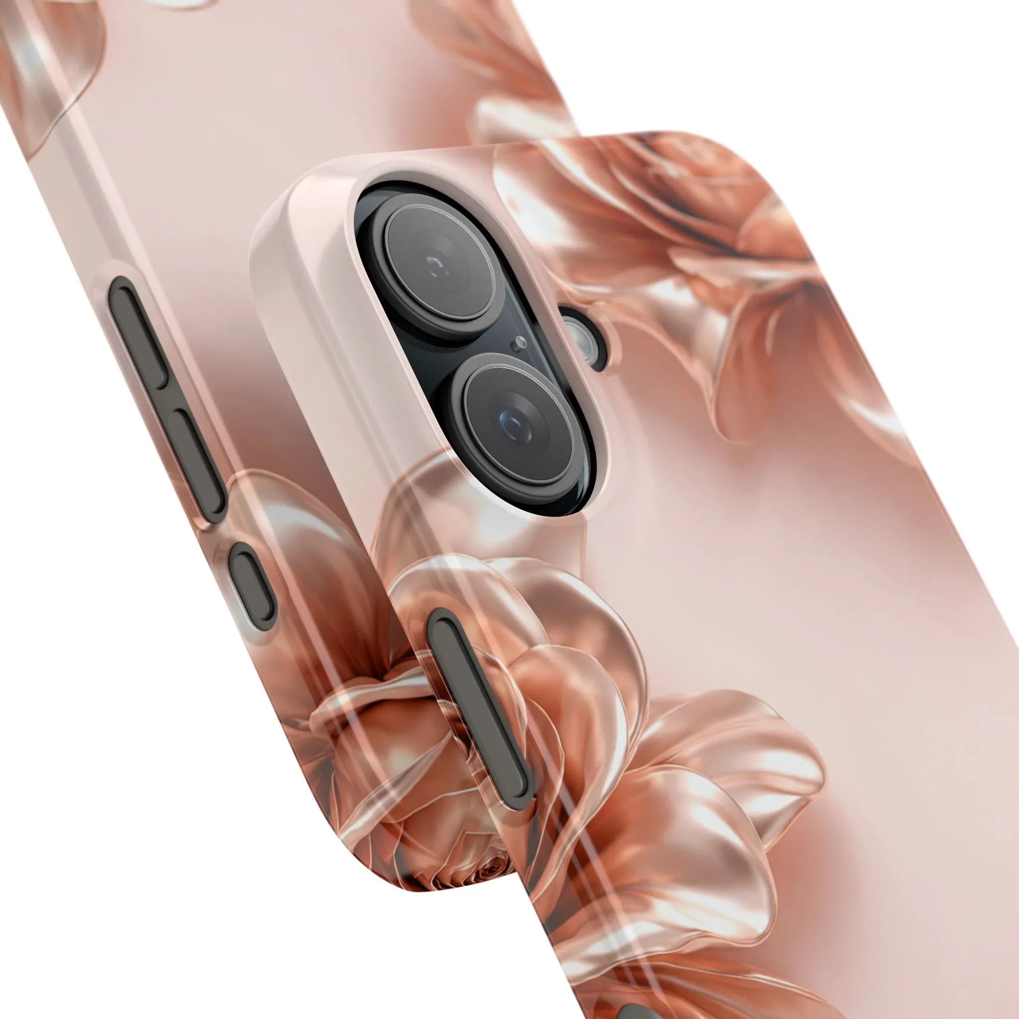 Blush Metallic Flower Case for iPhone 11-17 - KARARMDESIGN