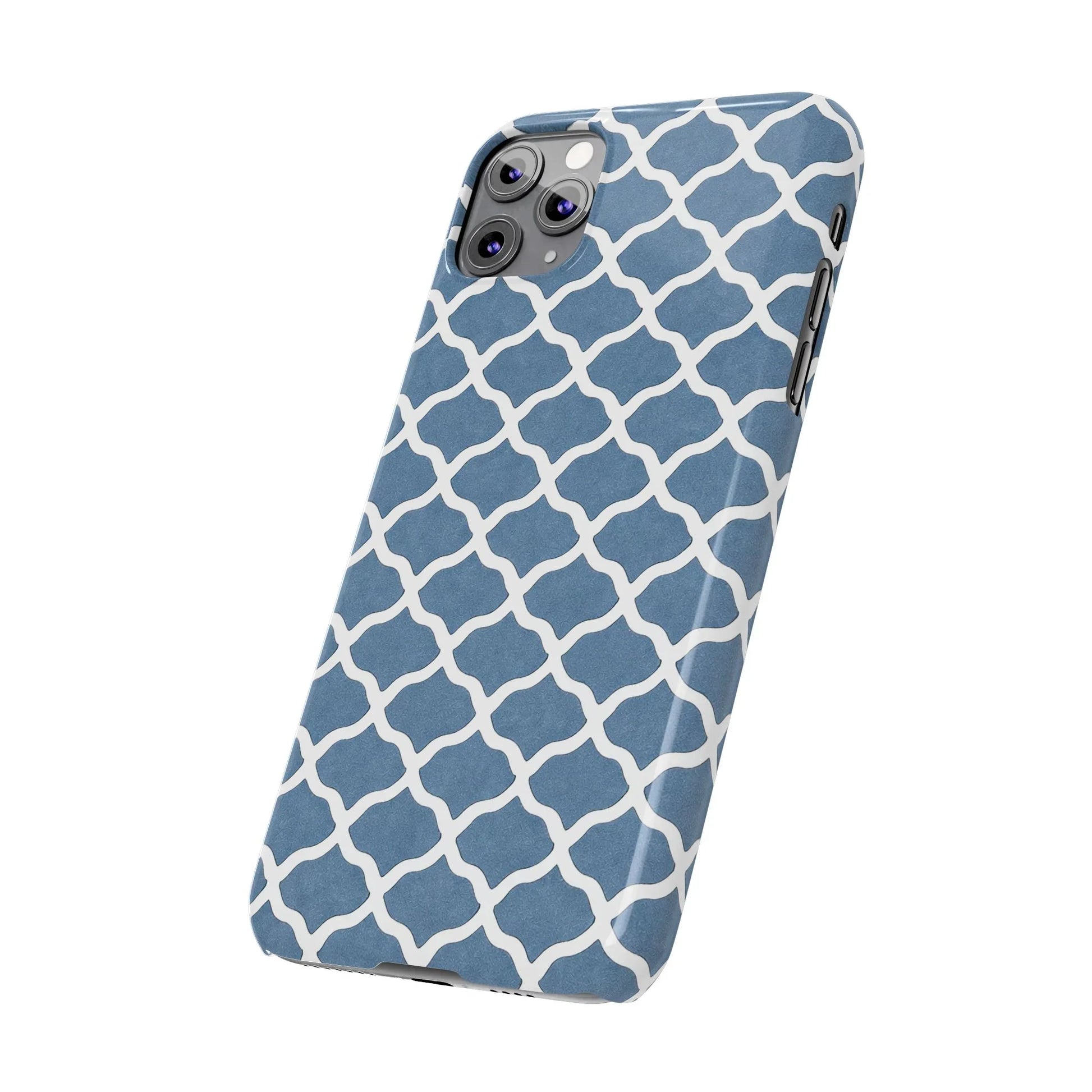 Azure Lattice Pattern Phone Case Slim Phone Cases for iPhone 11-17 - KARARMDESIGN