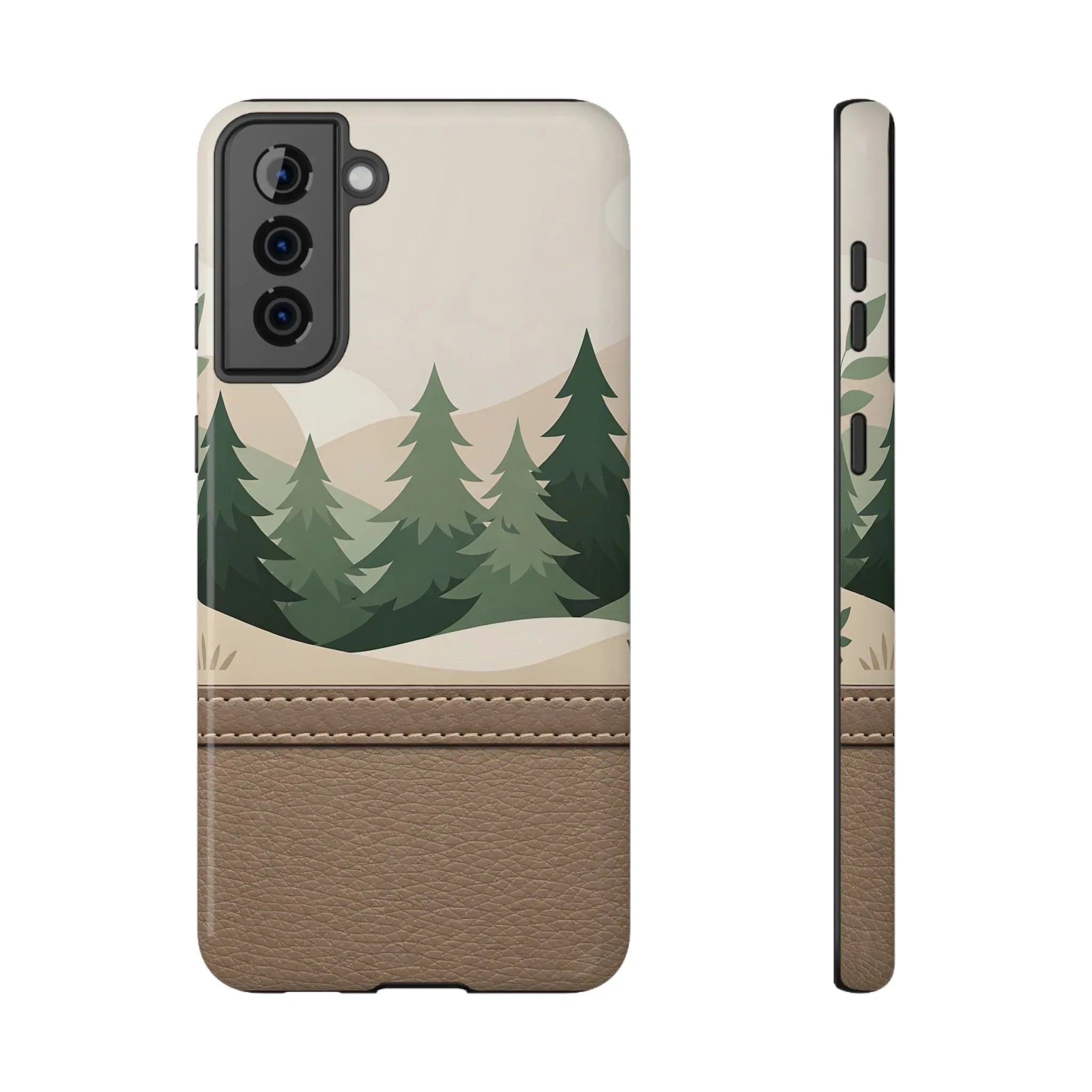 Forest Leather Phone Case for iPhone 11-17 and Galaxy S21-S25 - KARARMDESIGN