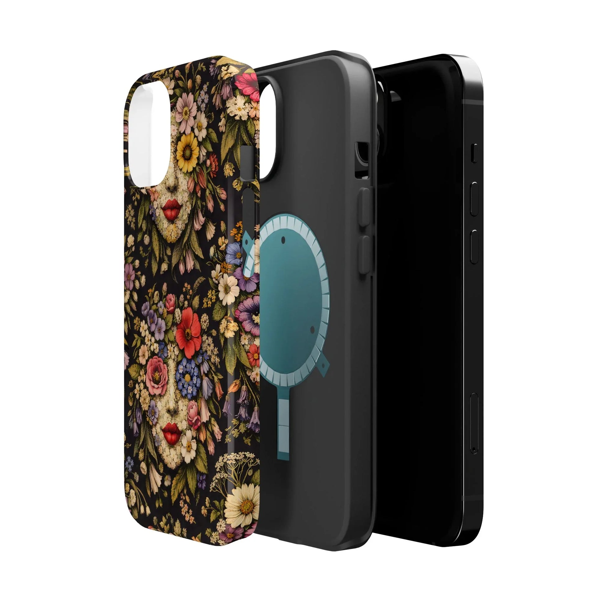 Vintage Flower Face Phone Case for iPhone 13-17 - KARARMDESIGN