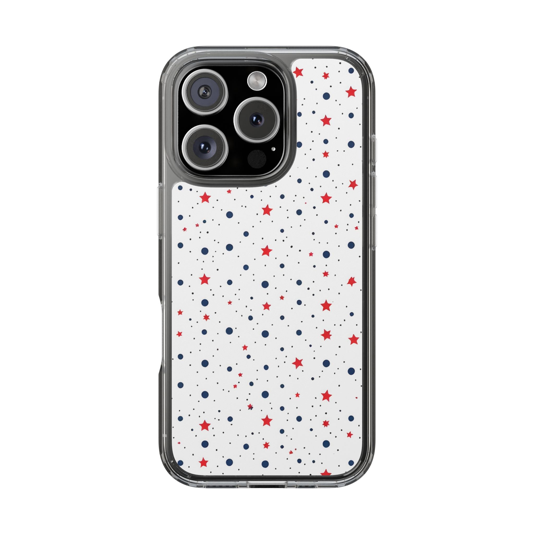 White Polka Dot & Stars Clear Case for iPhone & Samsung