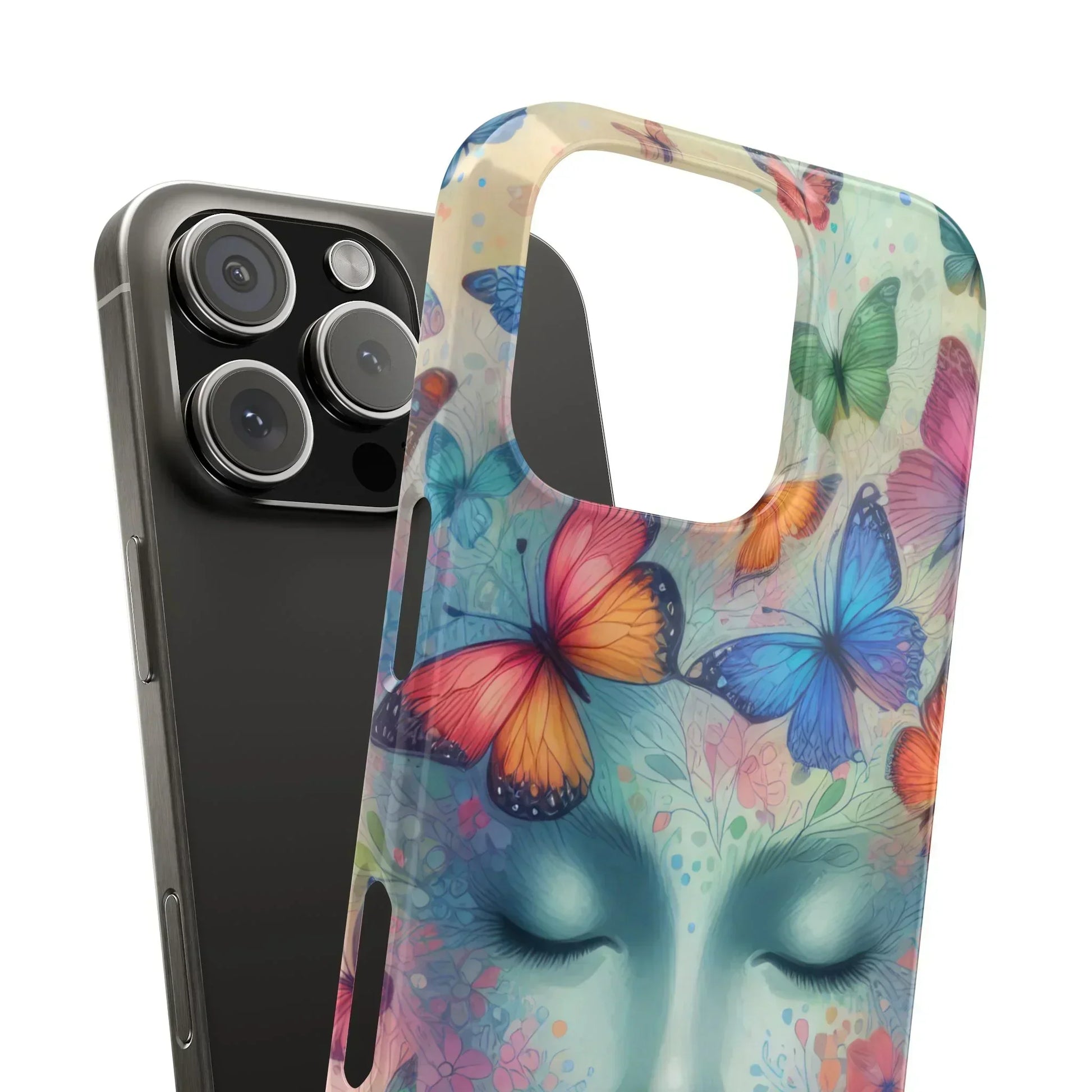Butterfly Bloom Dreamy Woman with Closed Eyes Tough Phone Case for iPhone - KarArmDesign
