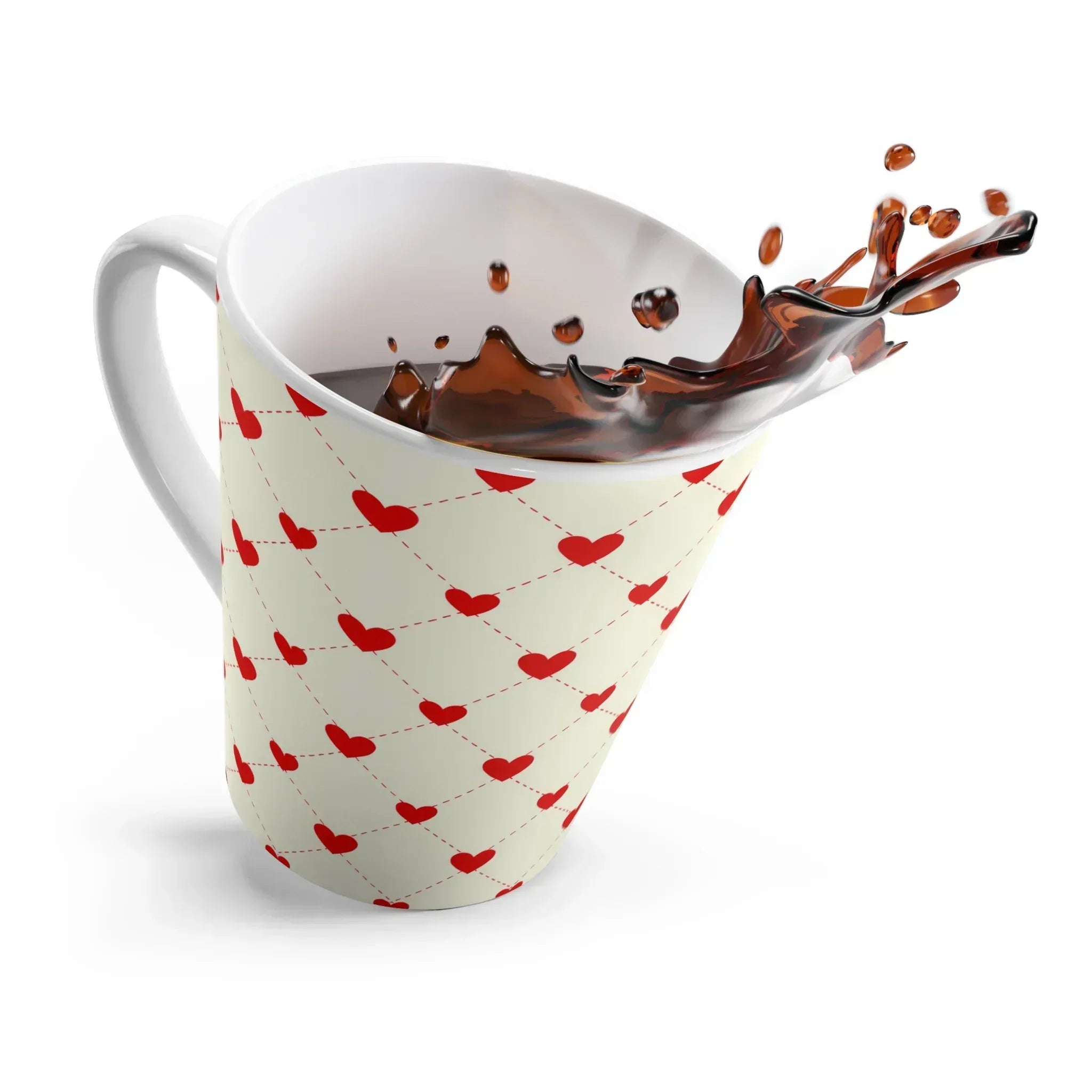 Red Heart Grid Latte Mug (12oz) - KARARMDESIGN