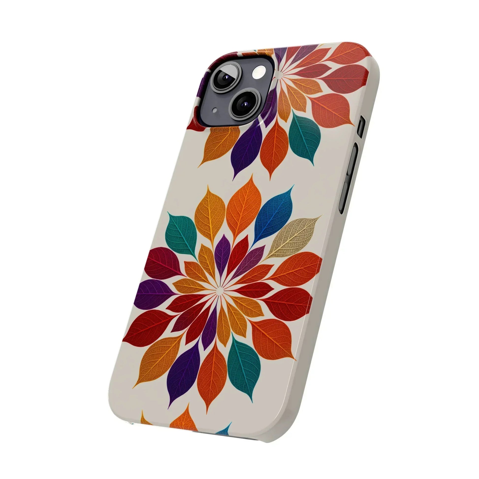 Leaf Mandala Botanical Burst Design Slim Phone Case for iPhone 7-16 Models - KarArmDesign