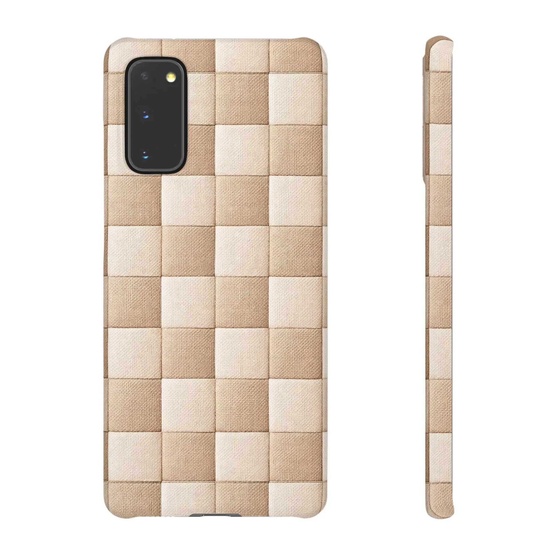 Beige Woven Phone Case for iPhone 11-17 and Galaxy S20-S25 - KARARMDESIGN