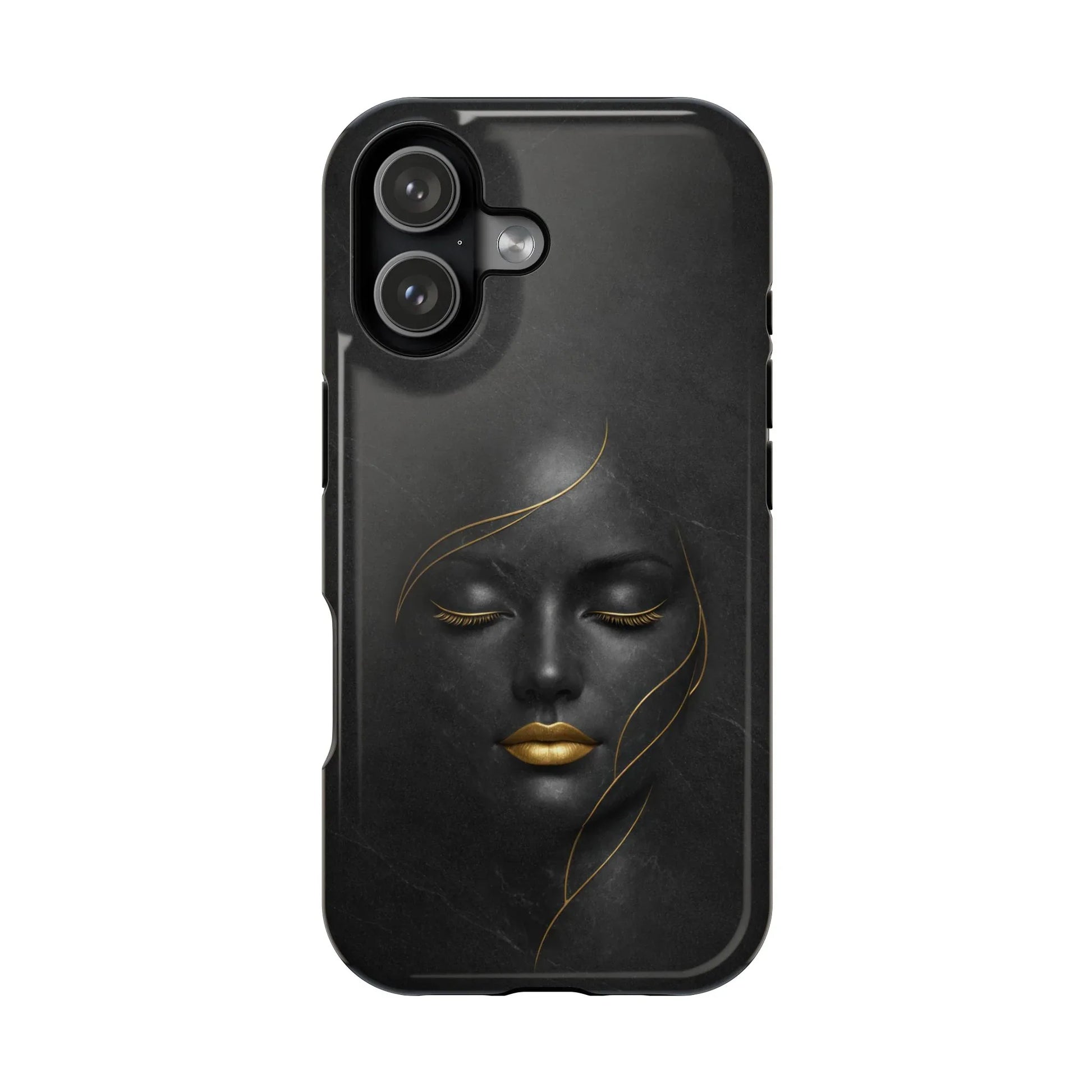 Black Gold Face Phone Case for iPhone 13-17 - KARARMDESIGN