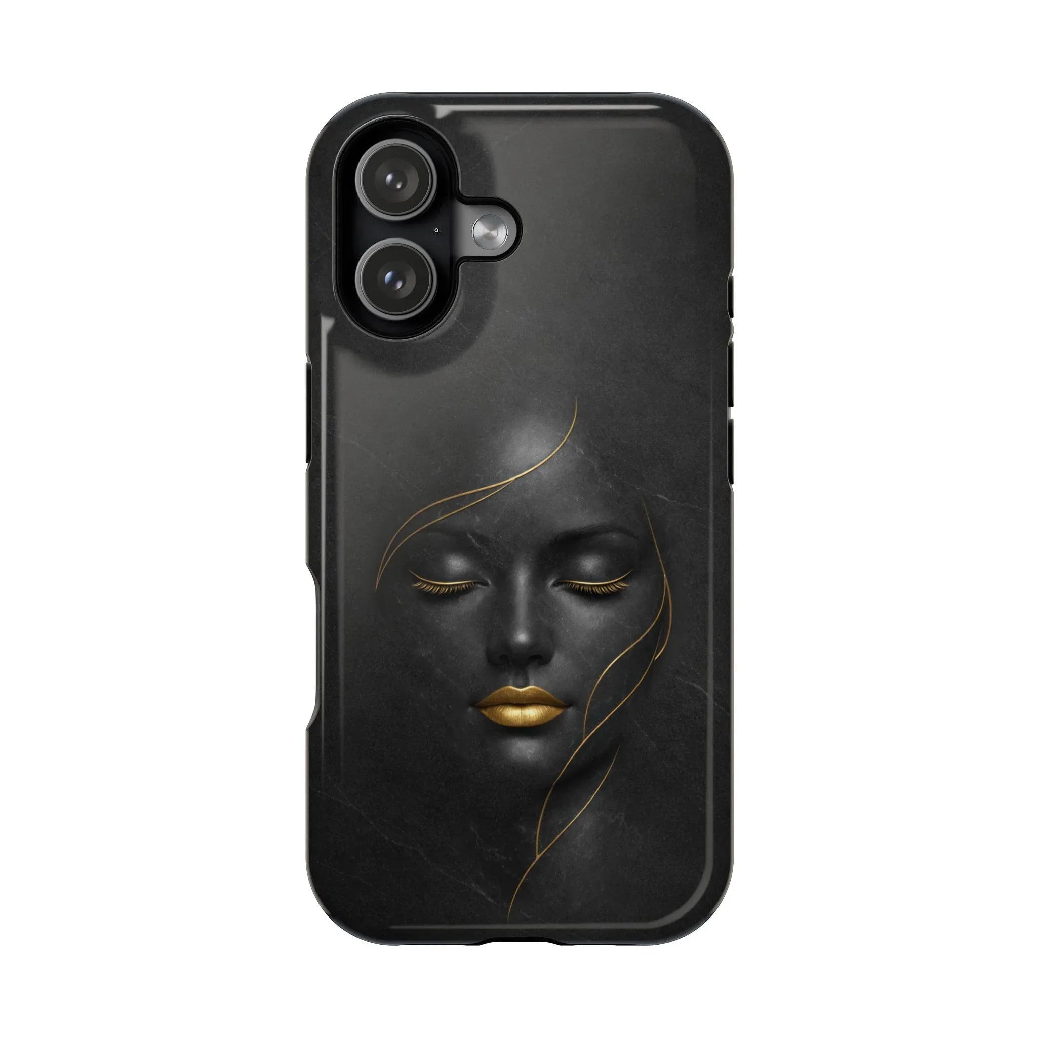 Black Gold Face Phone Case for iPhone 13-17 - KARARMDESIGN
