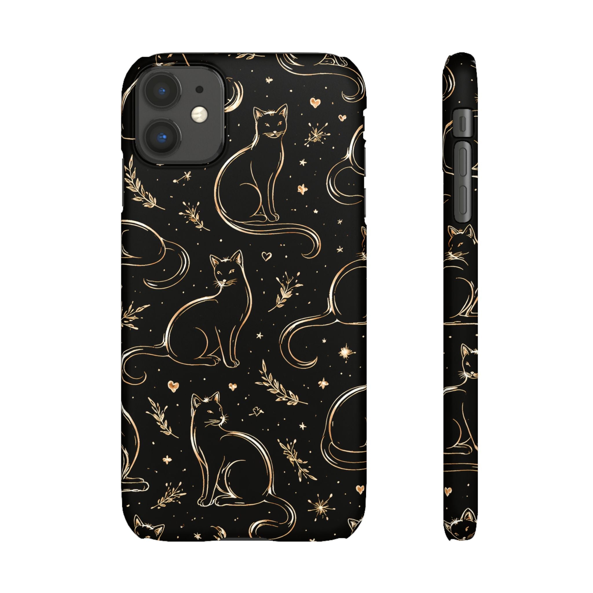 Golden Cat Pattern Phone Case for iPhone 11-17 and Galaxy S20-S26
