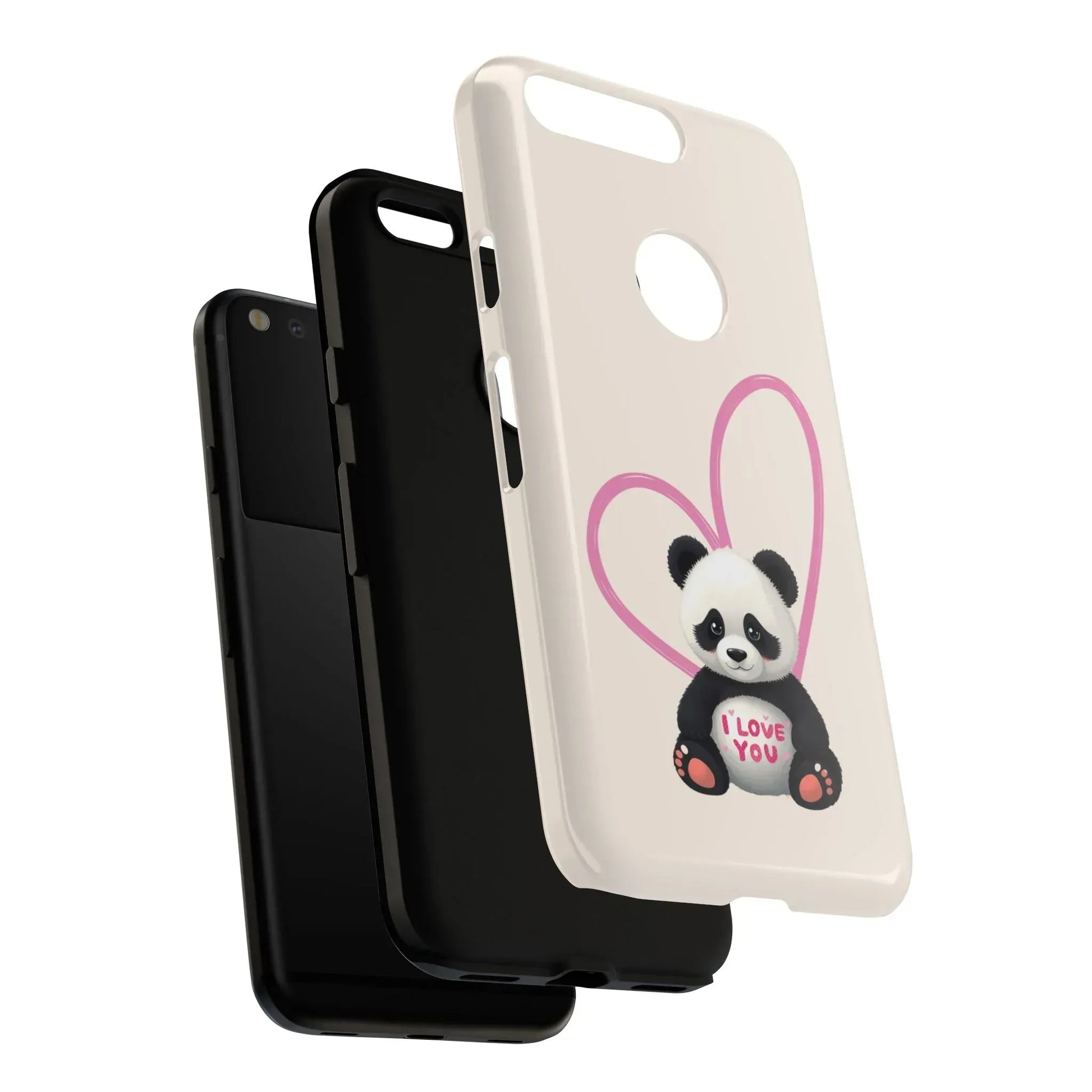 Cute Panda Heart Love Phone Case for Google Pixel up to 9 - KARARMDESIGN