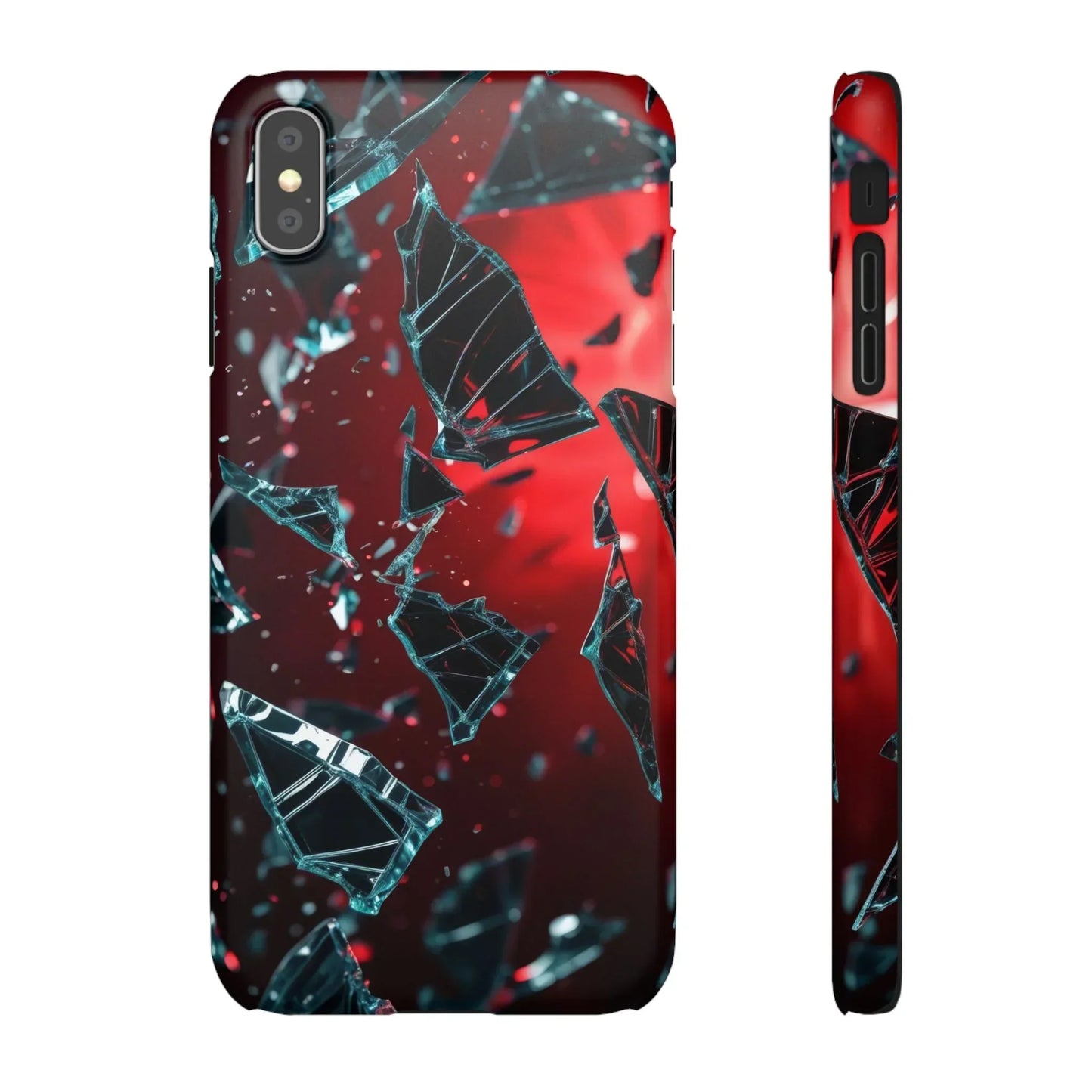 "Crimson Impact" Realistic Glass Shard Snap Phone Case for iPhone 7-16 and Samsung Galaxy S10-S24 Models - KarArmDesign
