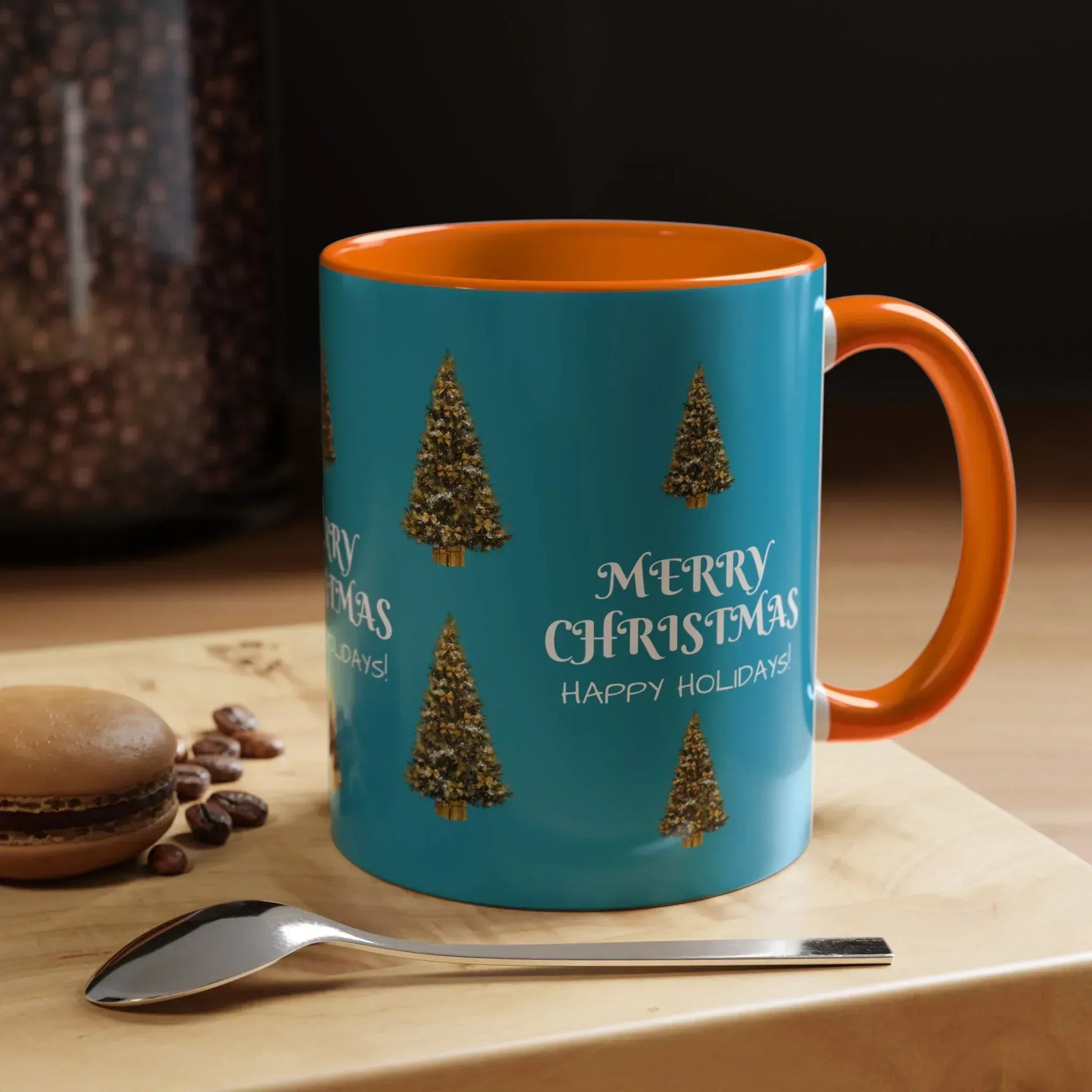 Merry Christmas and Happy Holidays Mug - Accent Coffee Mug (11, 15oz) - KARARMDESIGN
