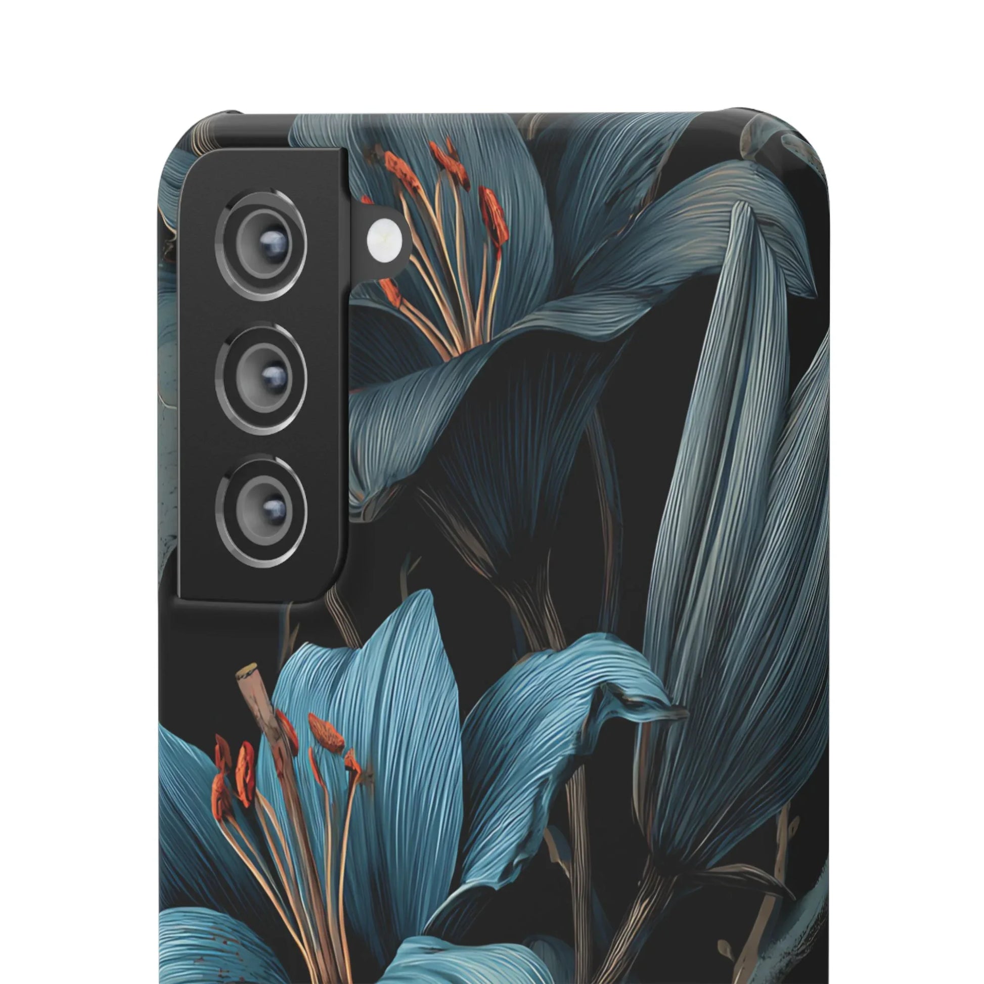 Blue Lily Floral Phone Case for iPhone 11-17 and Galaxy S20-S25 - KARARMDESIGN
