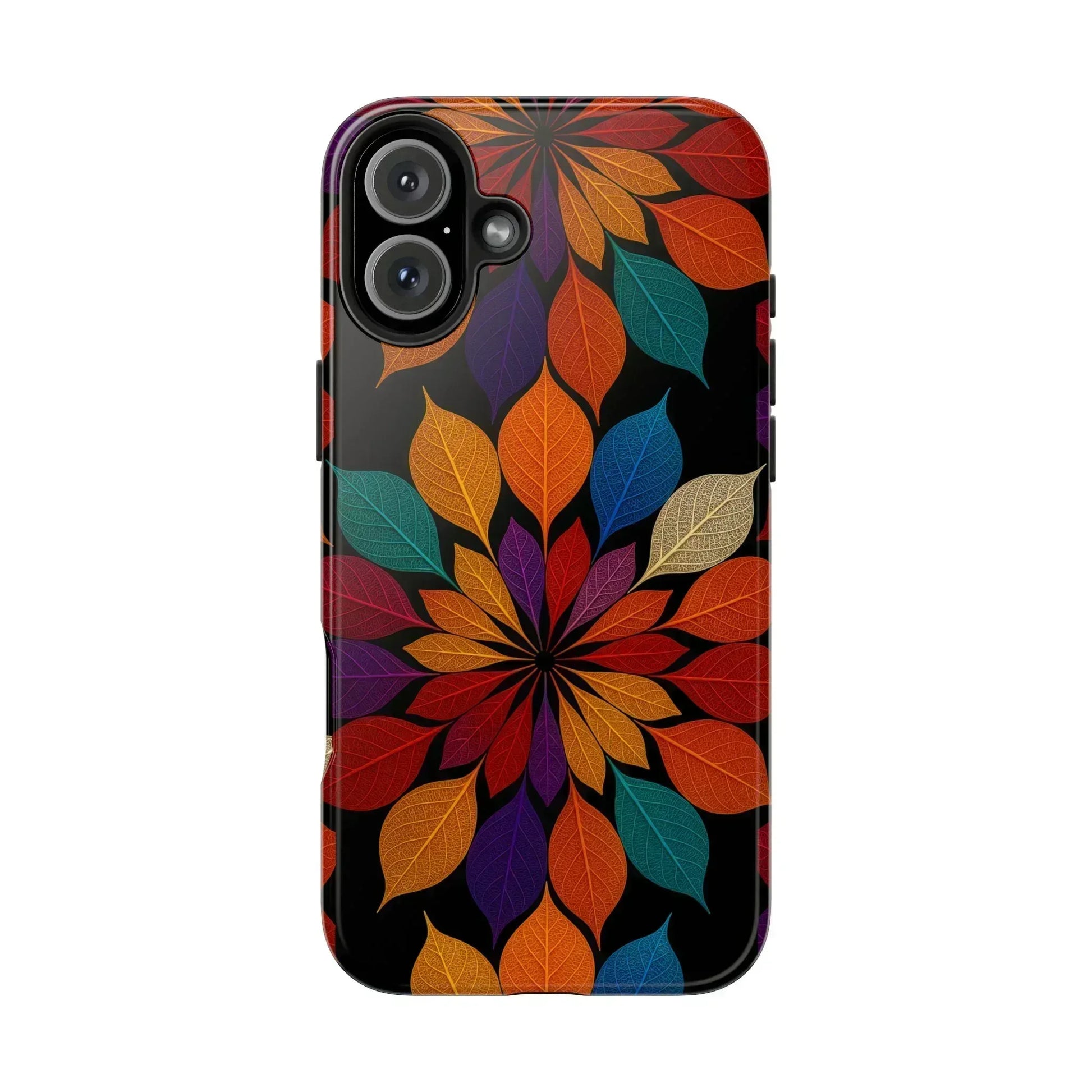 Leaf Mandala Phone Case for iPhone 11-16 and Galaxy S21-S24 - KARARMDESIGN