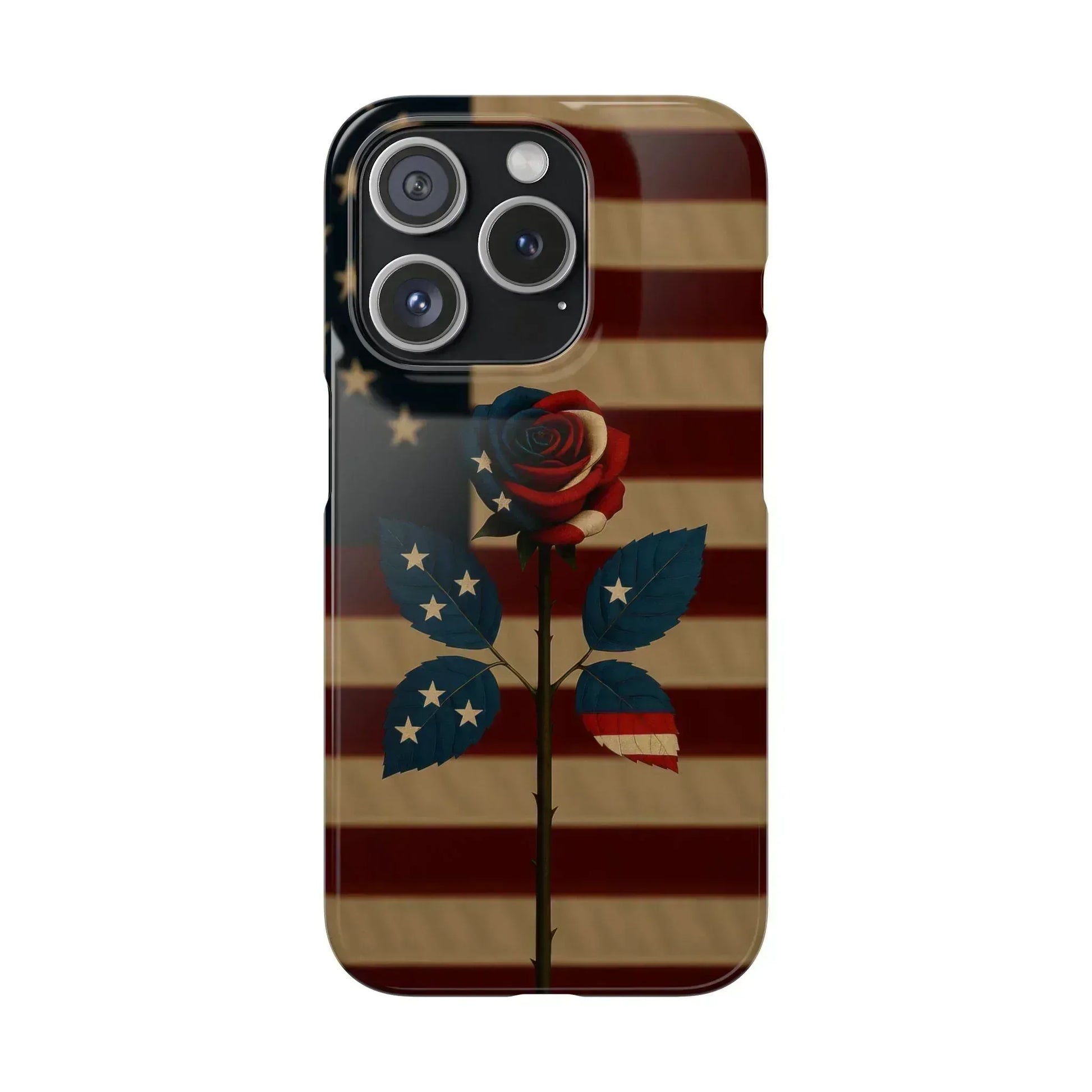 American Rose Flag Phone Case for iPhone 8-16 and Galaxy S10-S24 - KARARMDESIGN