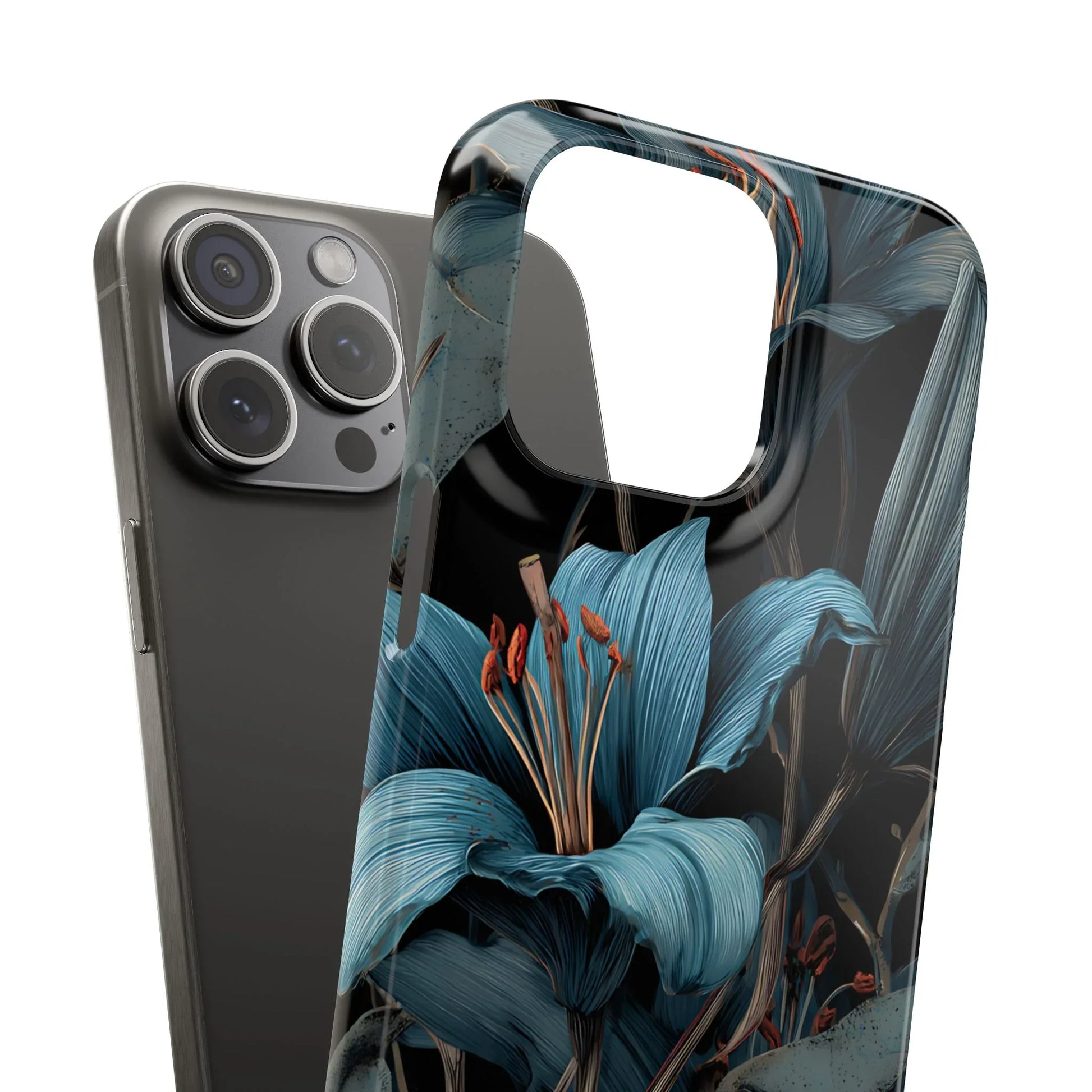 Blue Lily Floral Phone Case for iPhone 11-17 and Galaxy S20-S25 - KARARMDESIGN
