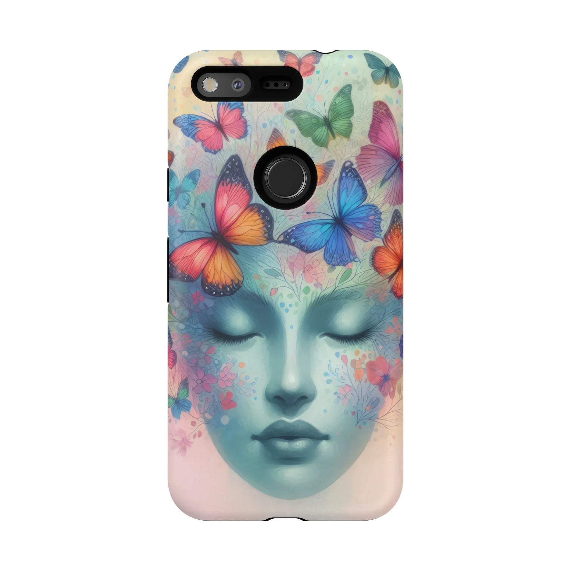 Butterfly Bloom Dreamy Woman Phone Case for Galaxy and Pixel - KARARMDESIGN