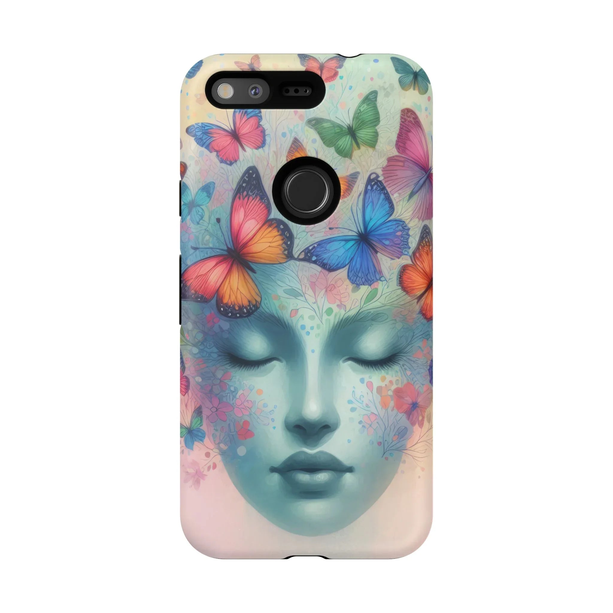 Butterfly Bloom Dreamy Woman Phone Case for Galaxy and Pixel - KARARMDESIGN