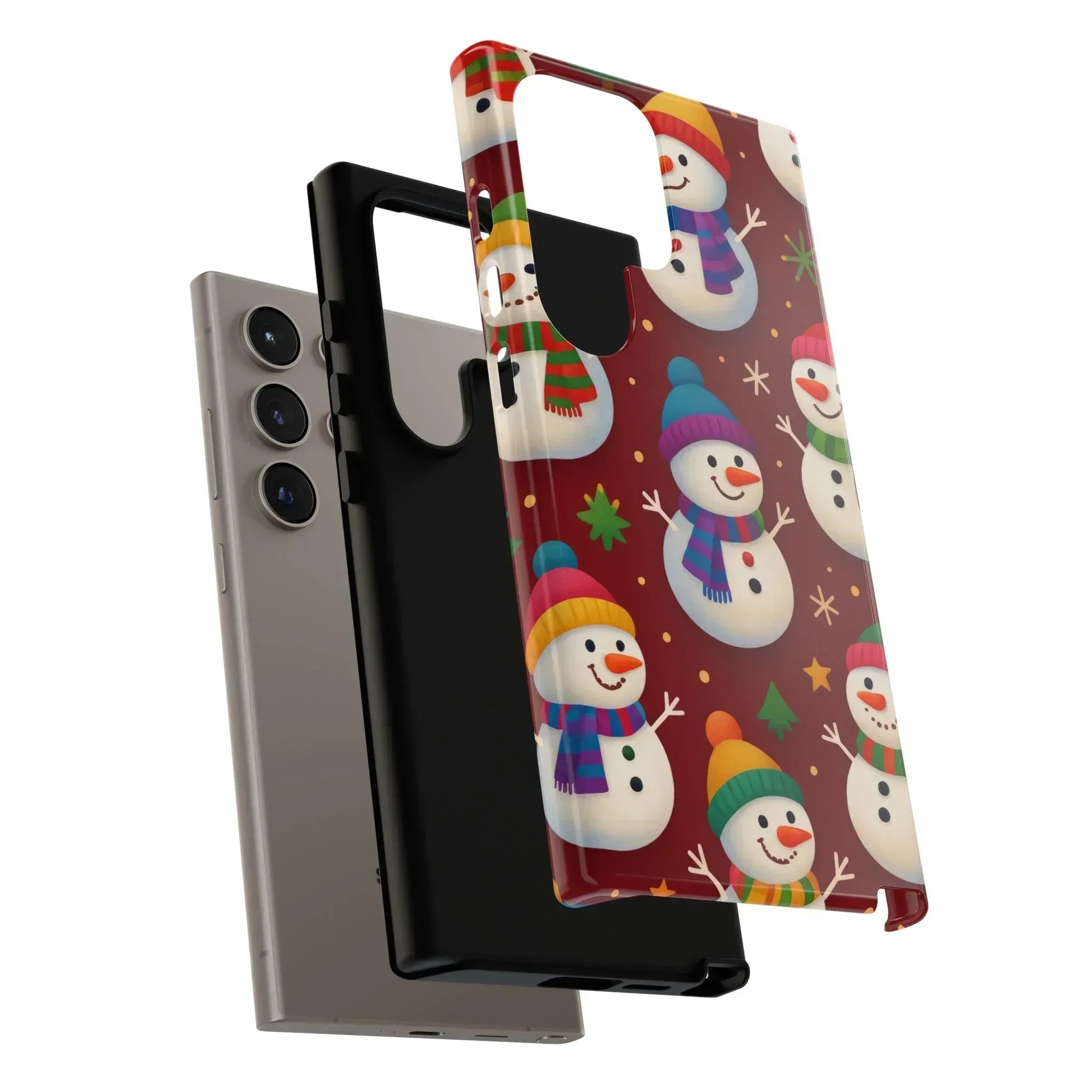 Festive Snowmen Parade Phone Case for iPhone 11–17 and Galaxy S10–S25 - KARARMDESIGN