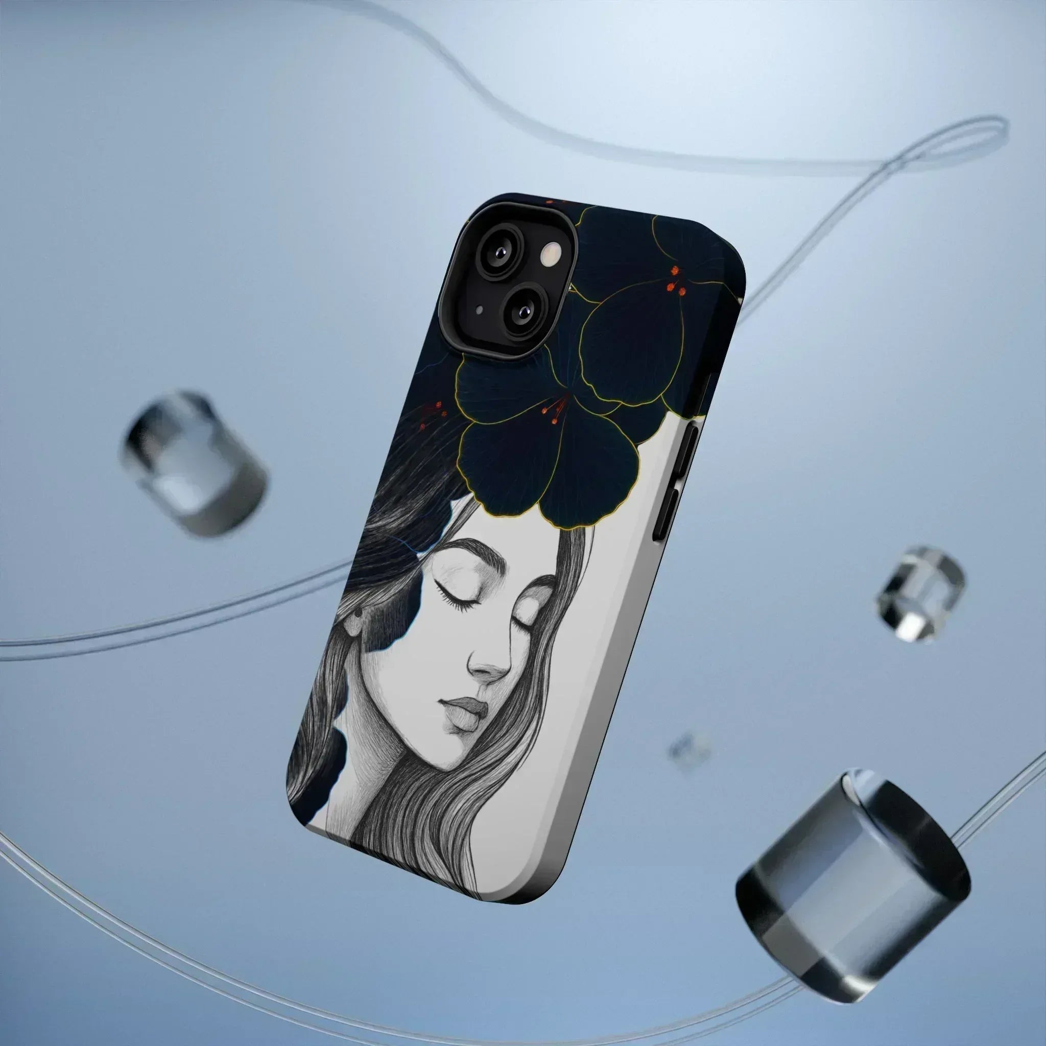 Dark Floral Elegance Phone Case for iPhone 13-16 - KARARMDESIGN