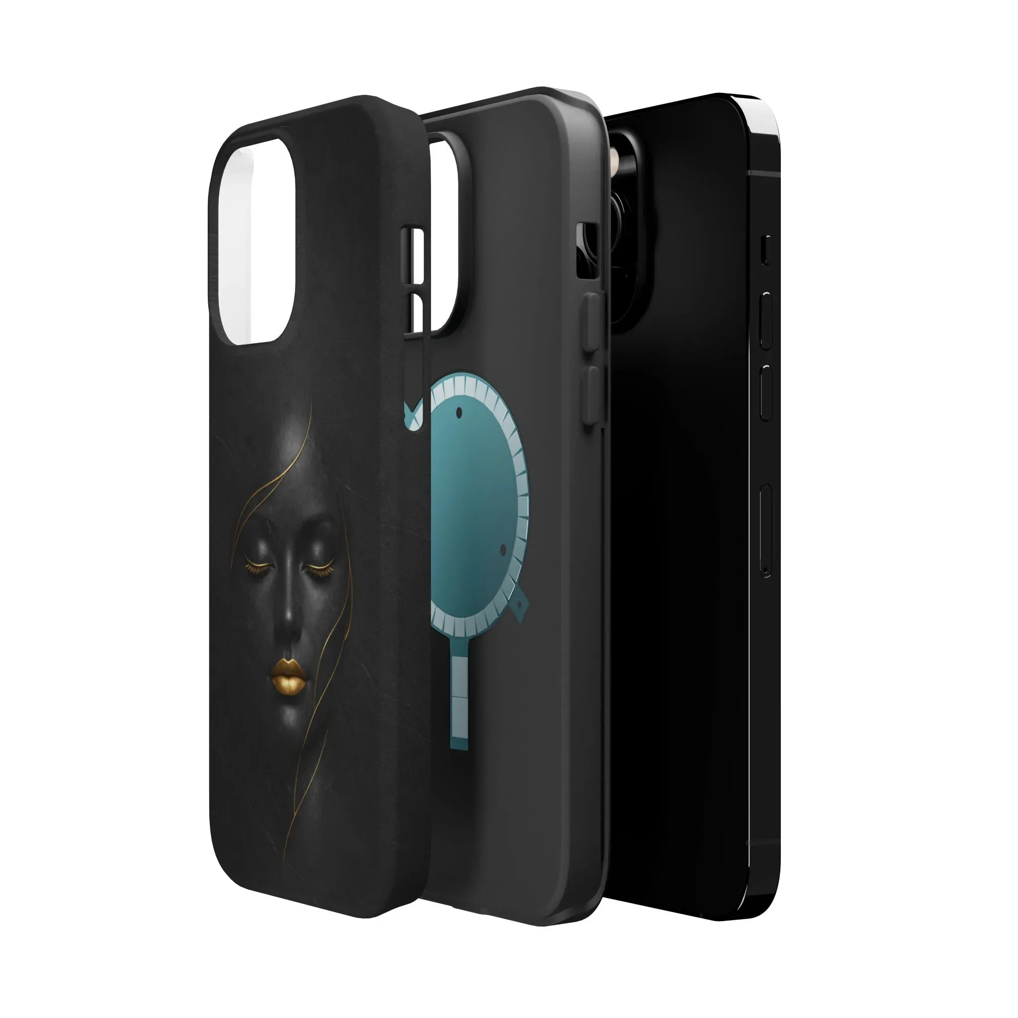 Black Gold Face Phone Case for iPhone 13-17 - KARARMDESIGN