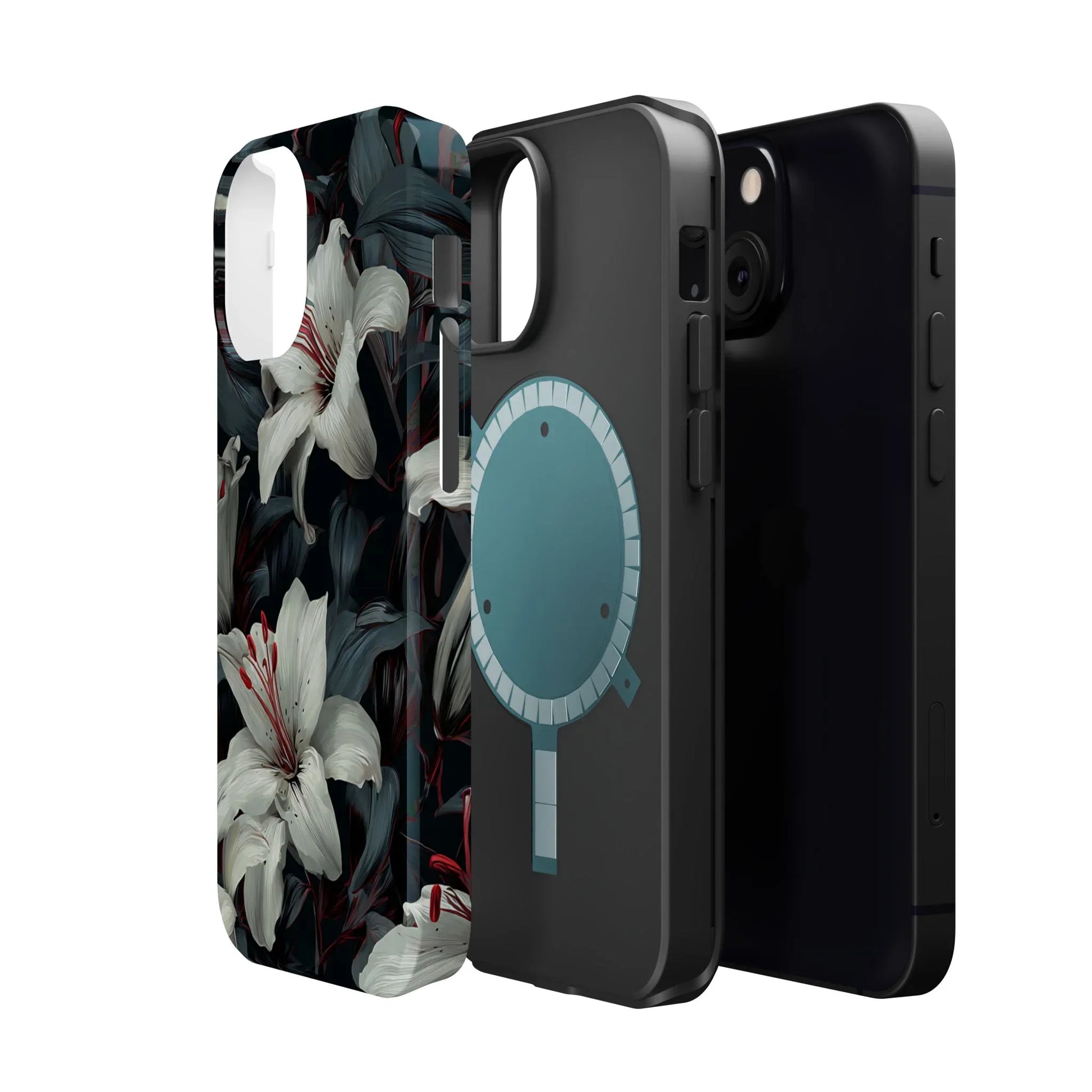 White Lily Floral Phone Case for iPhone 13-17 - KARARMDESIGN