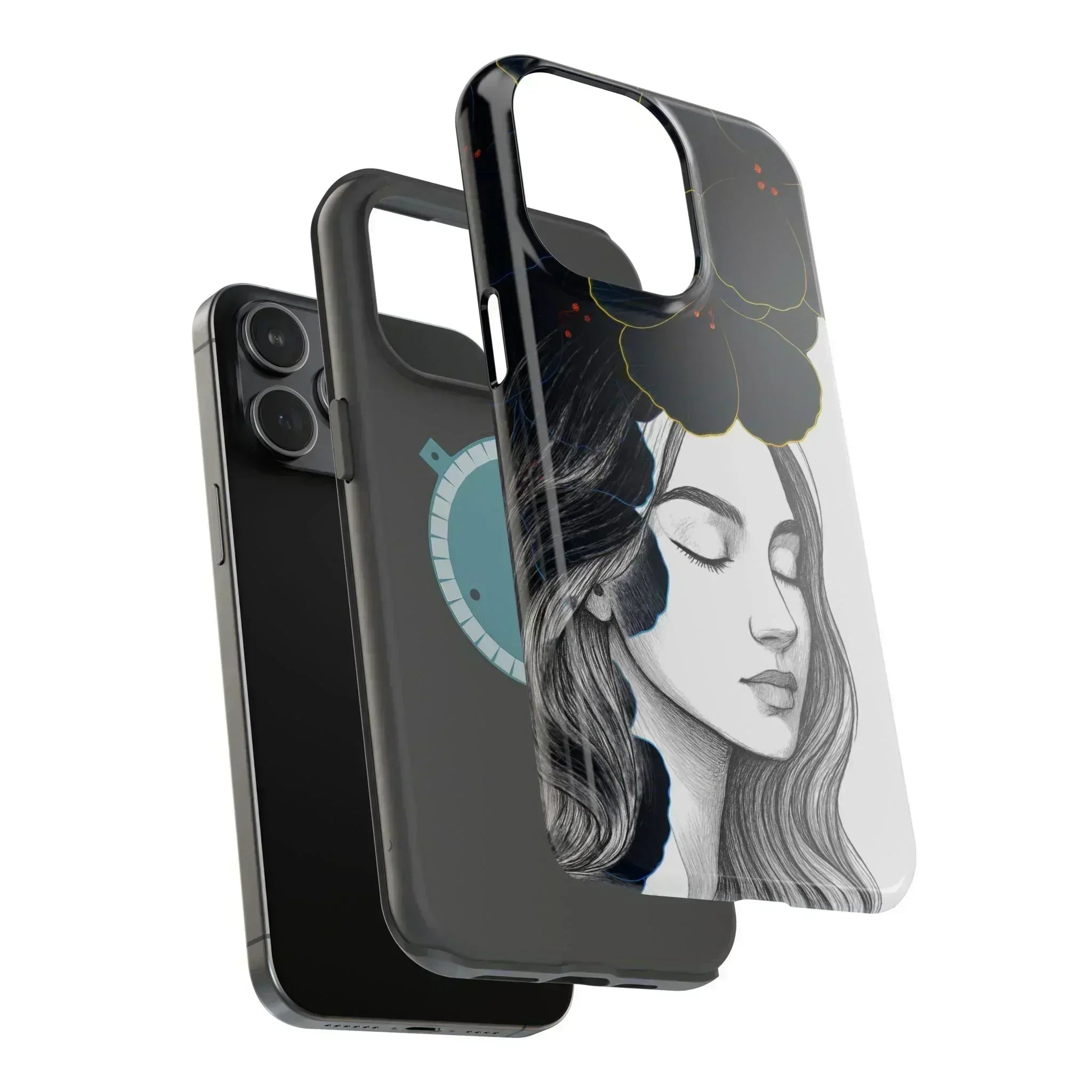 Dark Floral Elegance Phone Case for iPhone 13-16 - KARARMDESIGN