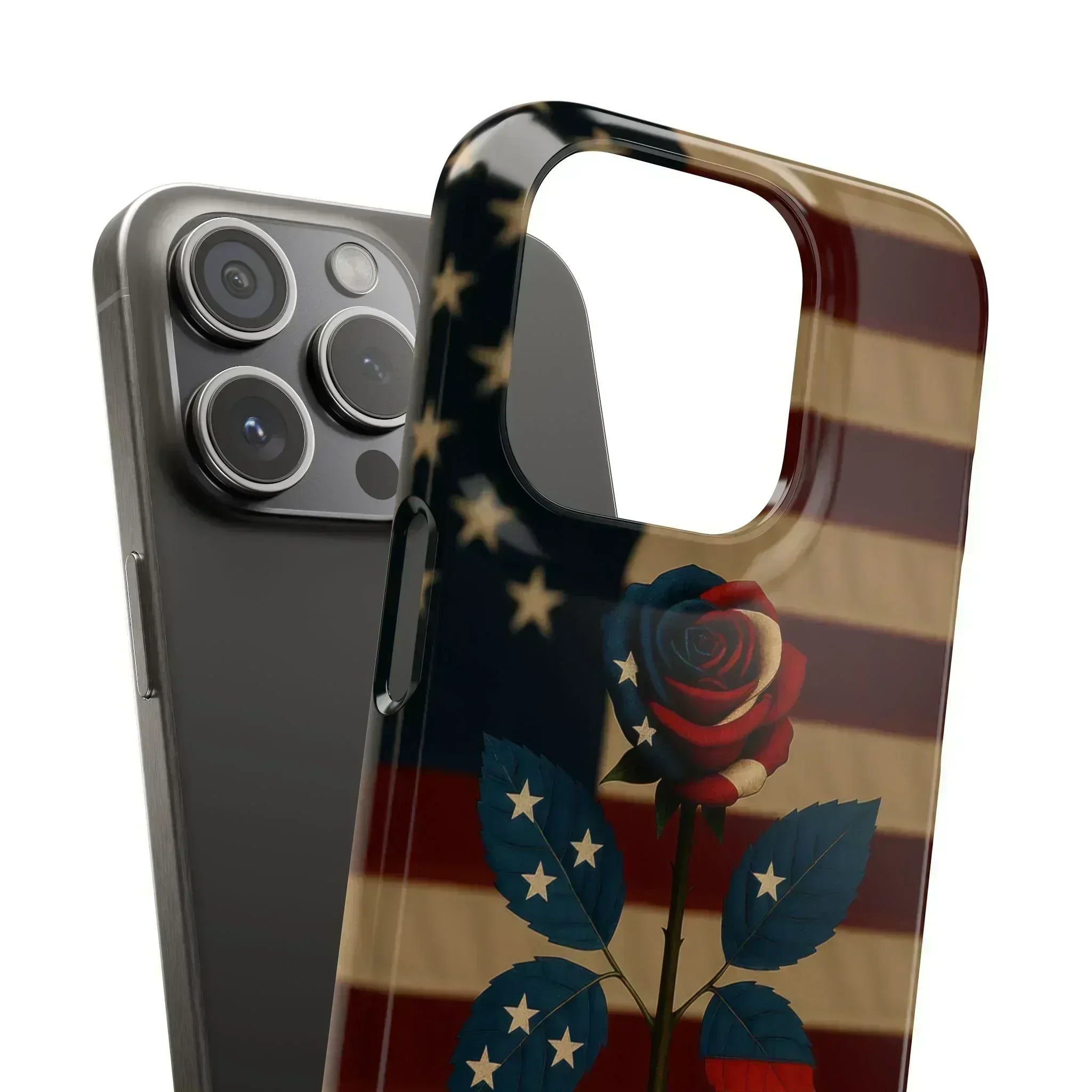 American Rose Flag Phone Case for iPhone 8-16 and Galaxy S10-S24 - KARARMDESIGN