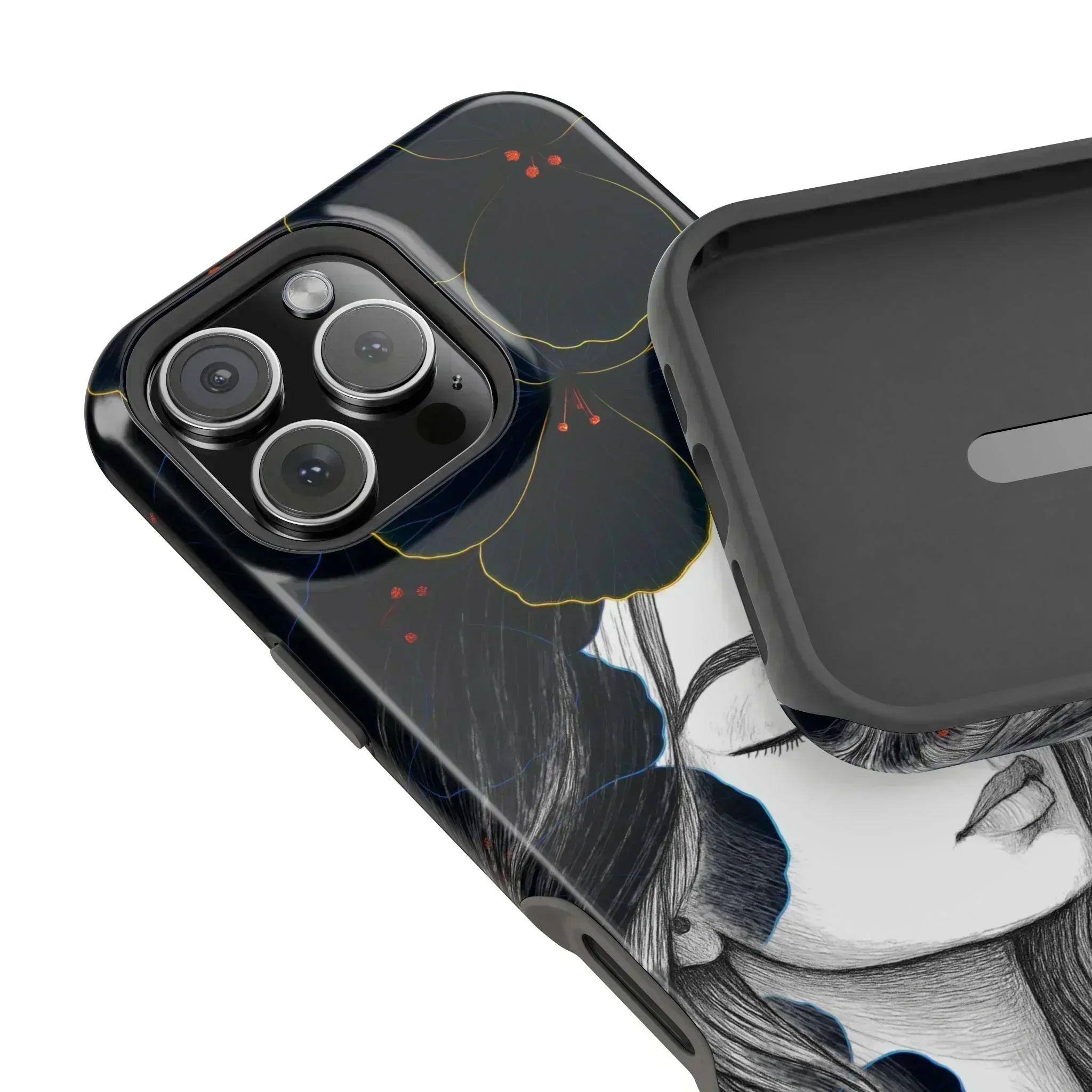 Dark Floral Elegance Phone Case for iPhone 13-16 - KARARMDESIGN