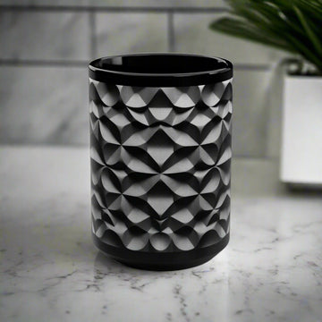 "KarArmDesign Signature Style" – Uniquely Textured Black Mug with 3D Geometric Design - KARARMDESIGN