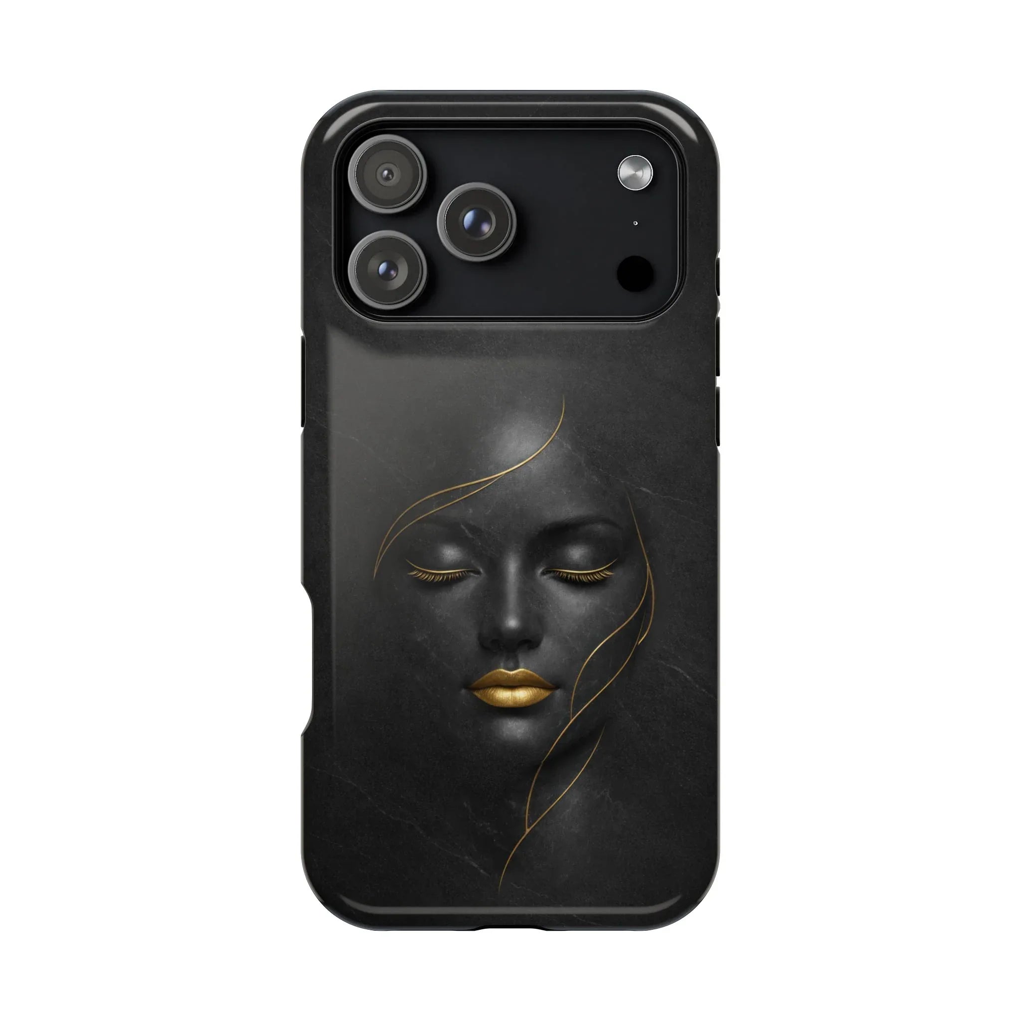 Black Gold Face Phone Case for iPhone 13-17 - KARARMDESIGN