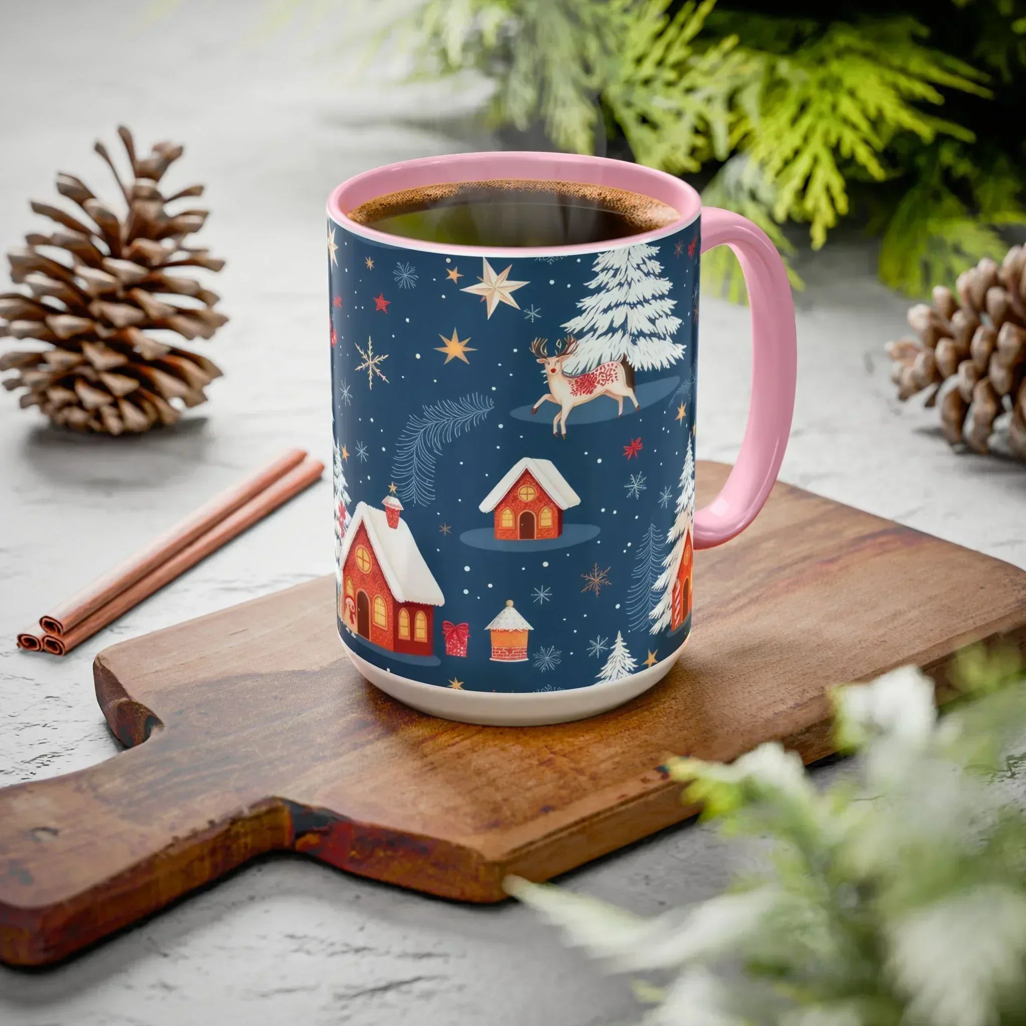 Dark Blue Christmas Mug - Colorful Mugs (11oz, 15oz) - KARARMDESIGN