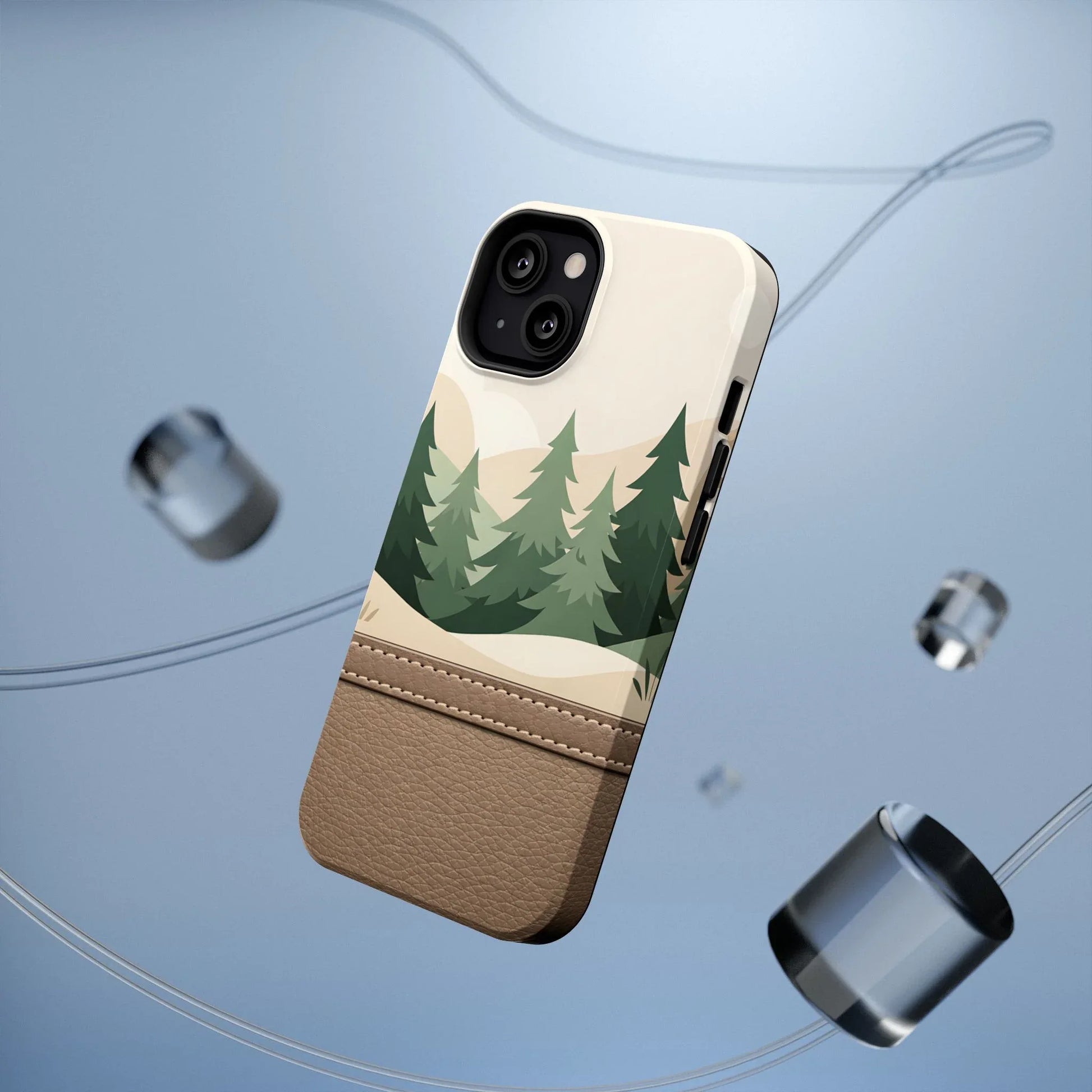 Forest Leather Phone Case for iPhone 11-17 and Galaxy S21-S25 - KARARMDESIGN