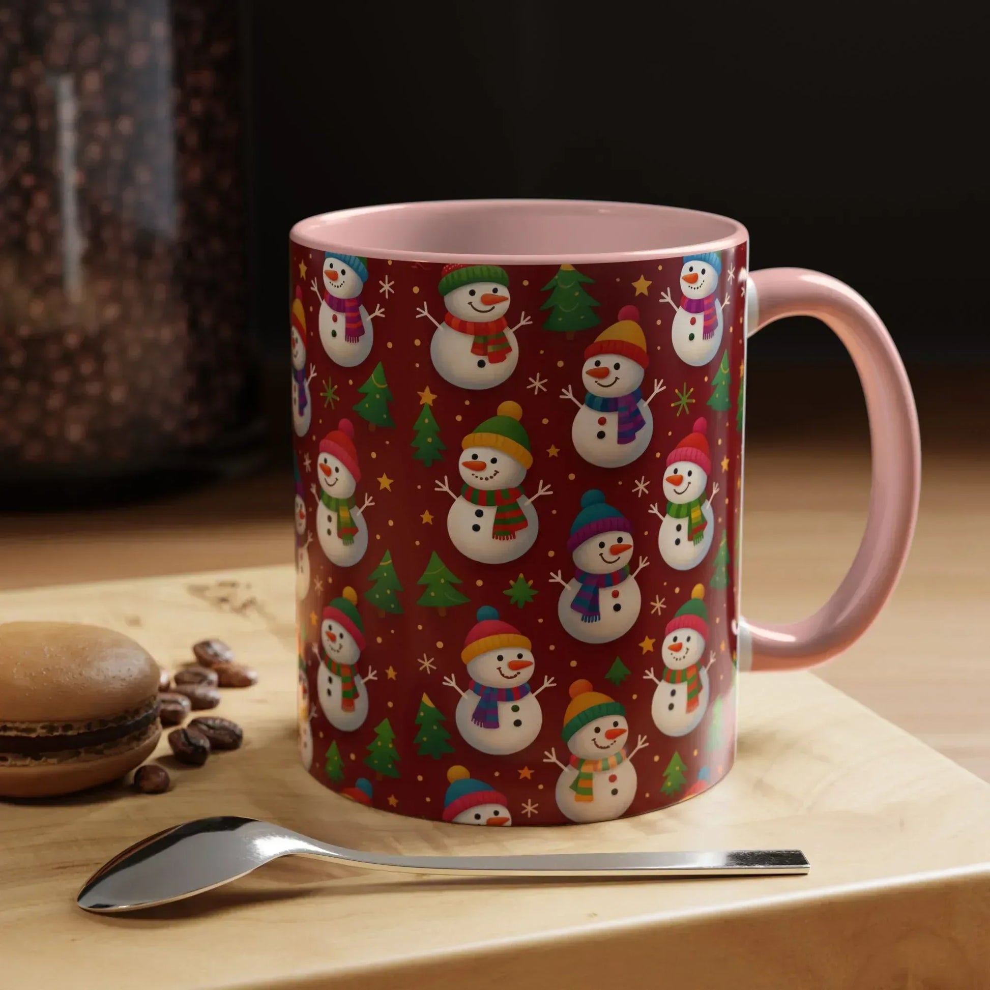 Festive Snowman Parade Accent Coffee Mug (11oz) - KARARMDESIGN