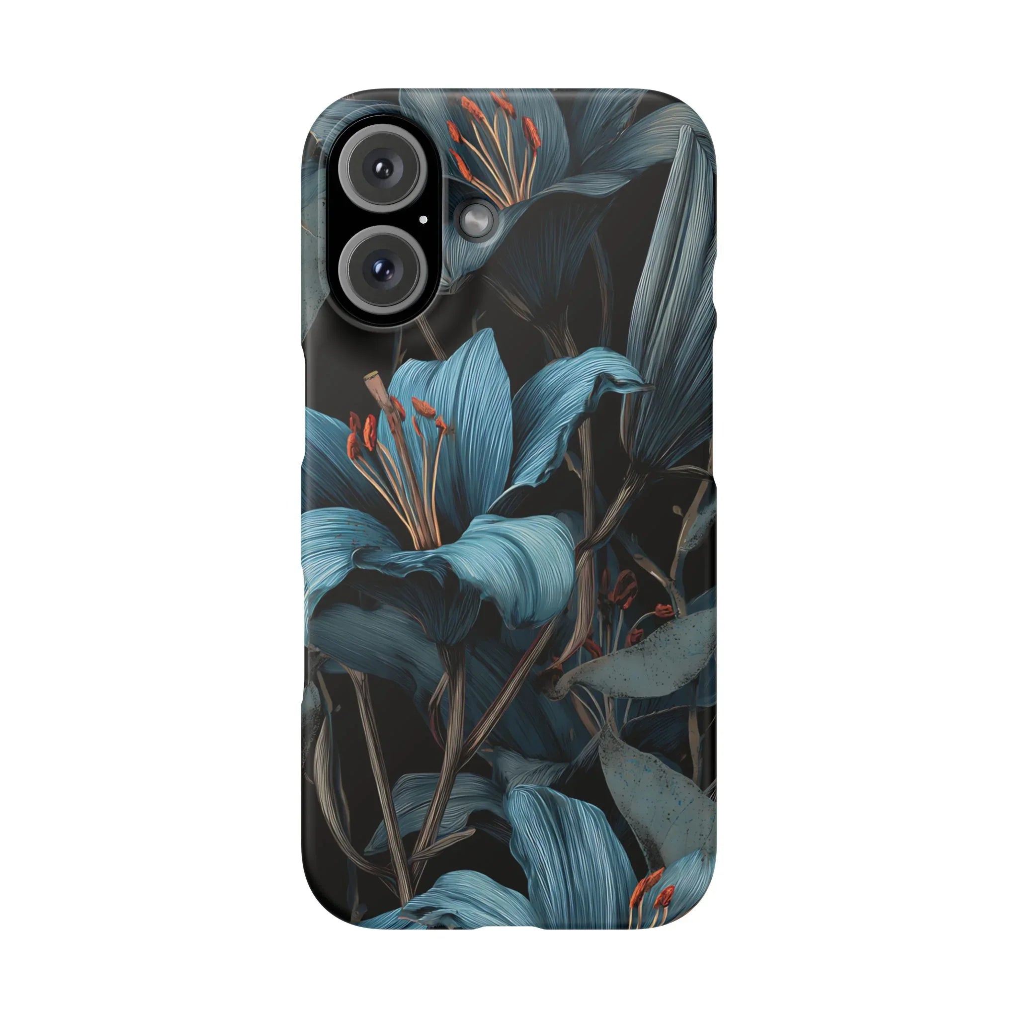Blue Lily Floral Phone Case for iPhone 11-17 and Galaxy S20-S25 - KARARMDESIGN